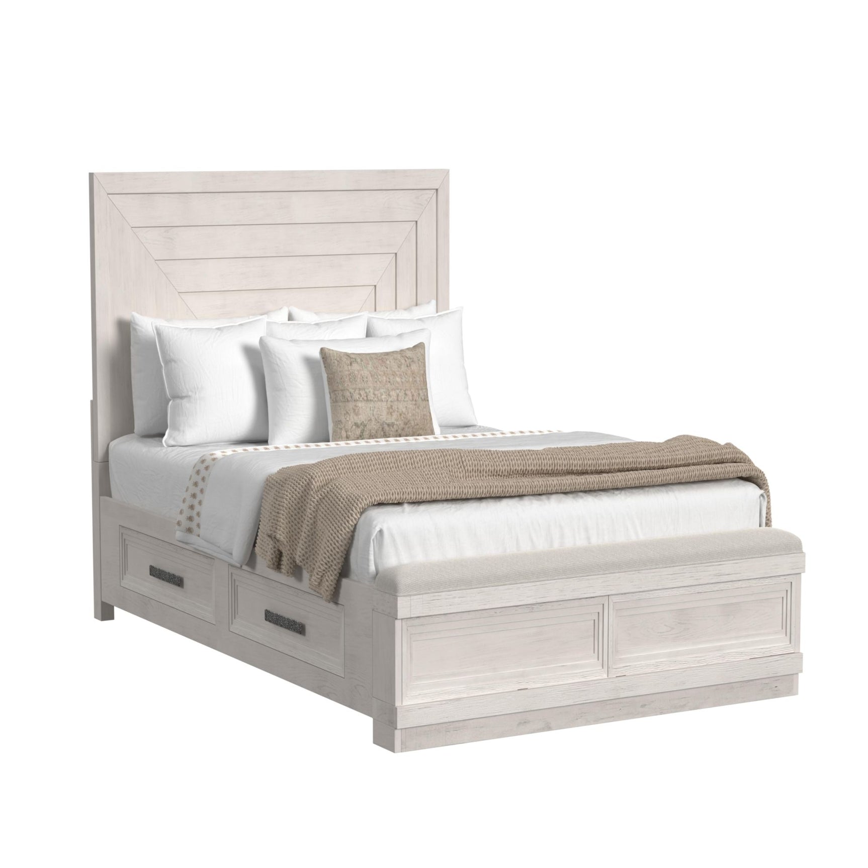 Avalanche Queen Storage Bed in Antique White - Tampa Furniture Outlet