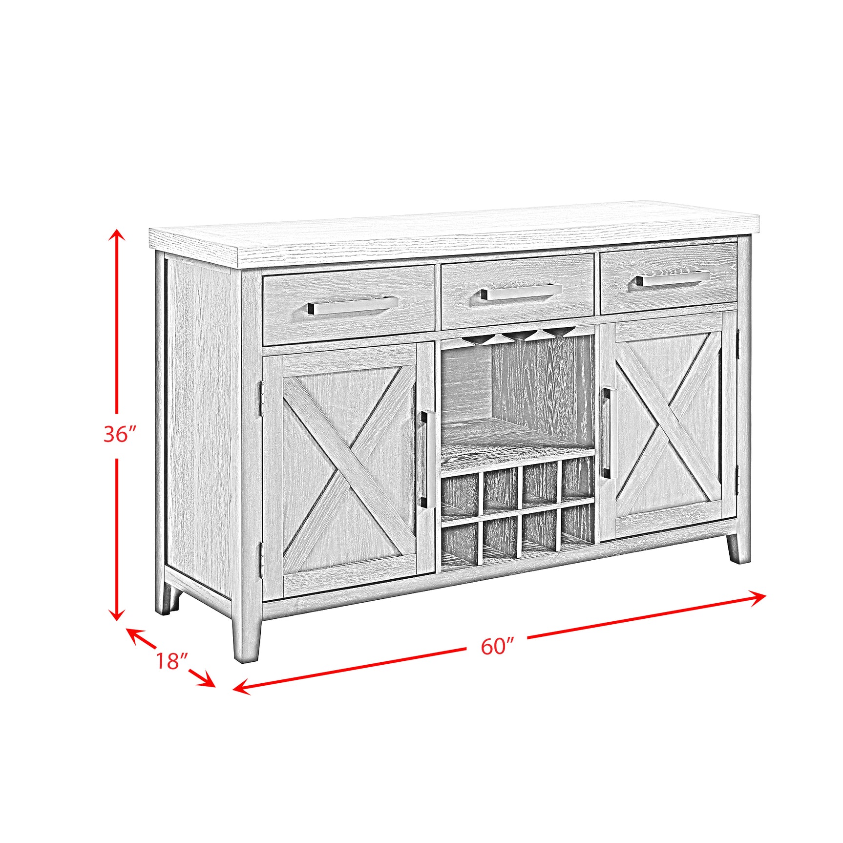 Axel Server in Light Grey and Espresso - Tampa Furniture Outlet