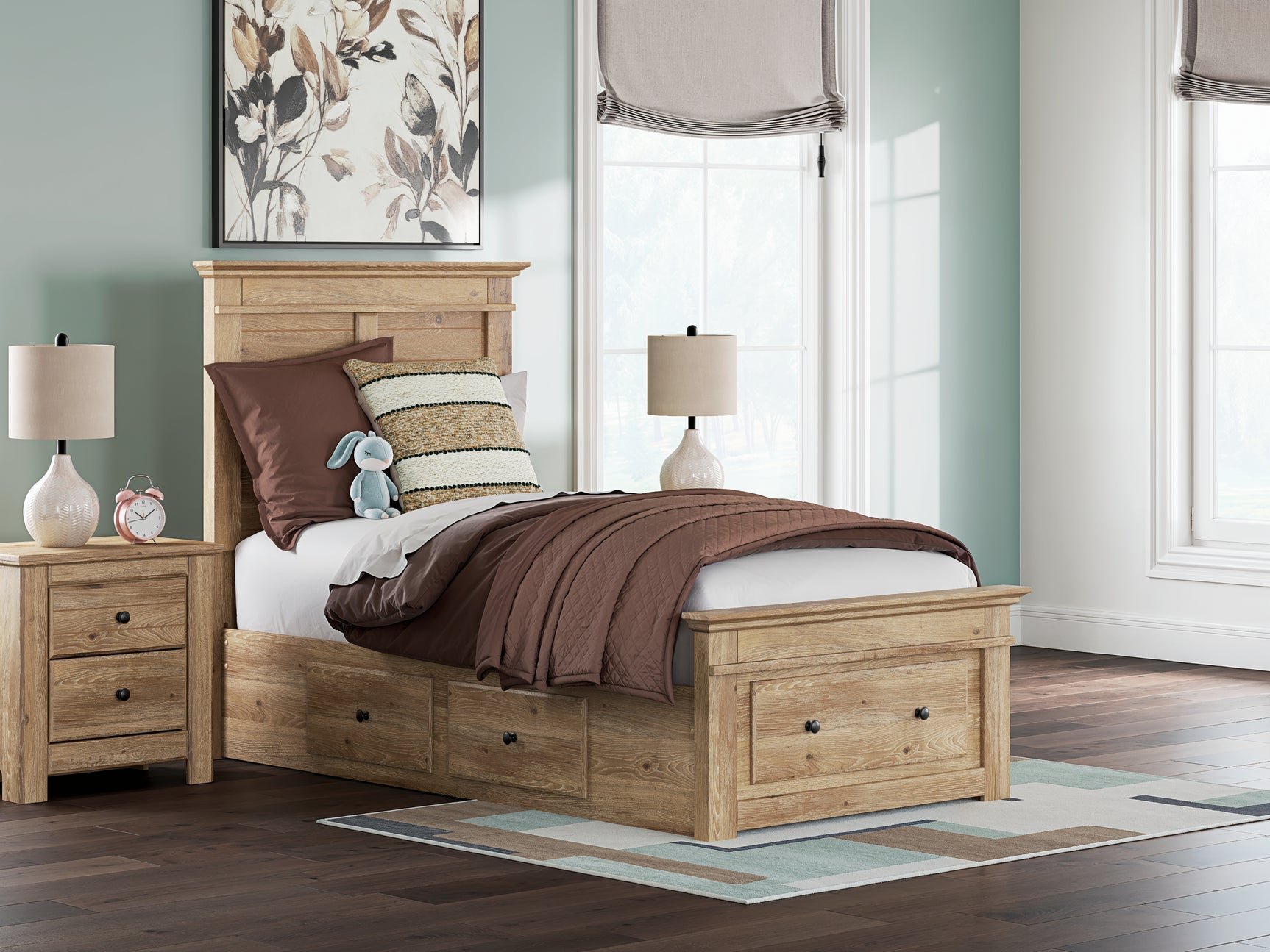 Tampa Furniture Outlet - Ashley Furniture - Makidern Bedroom - Twin Panel Storage Bed / Tan - PCB1170B38