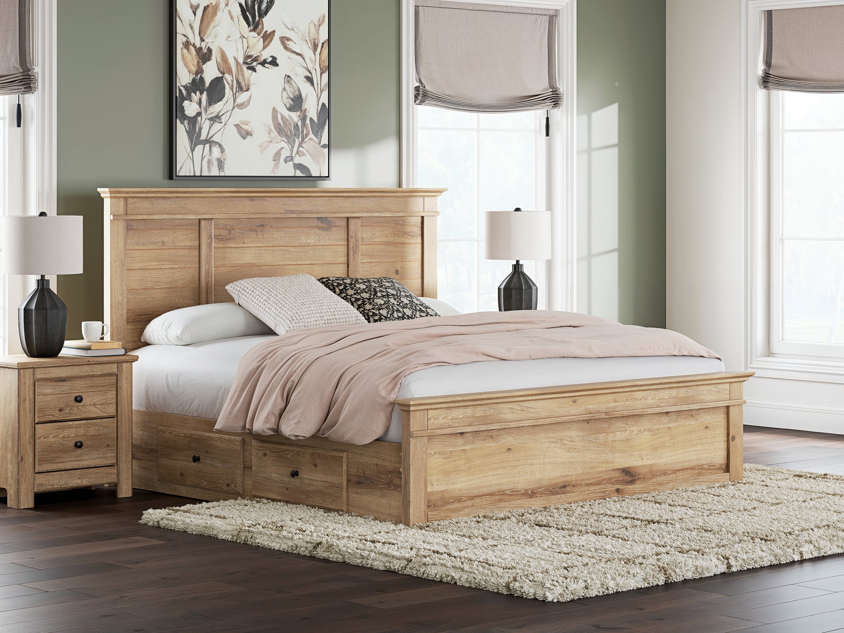 Tampa Furniture Outlet - Ashley Furniture - Makidern Bedroom - King Panel Storage Bed / Tan - PCB1170B17