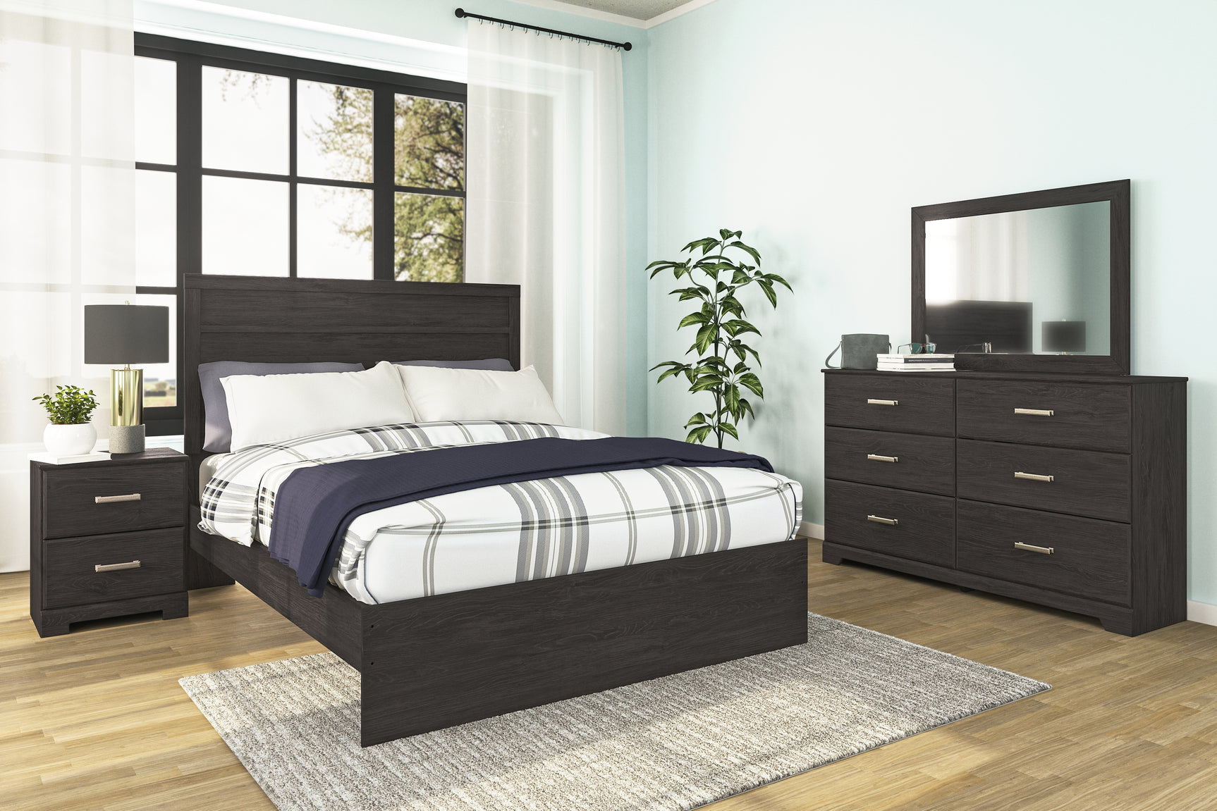 Tampa Furniture Outlet - Ashley Furniture - Belachime Bedroom - Twin Panel Bed / Charcoal - B2589B11