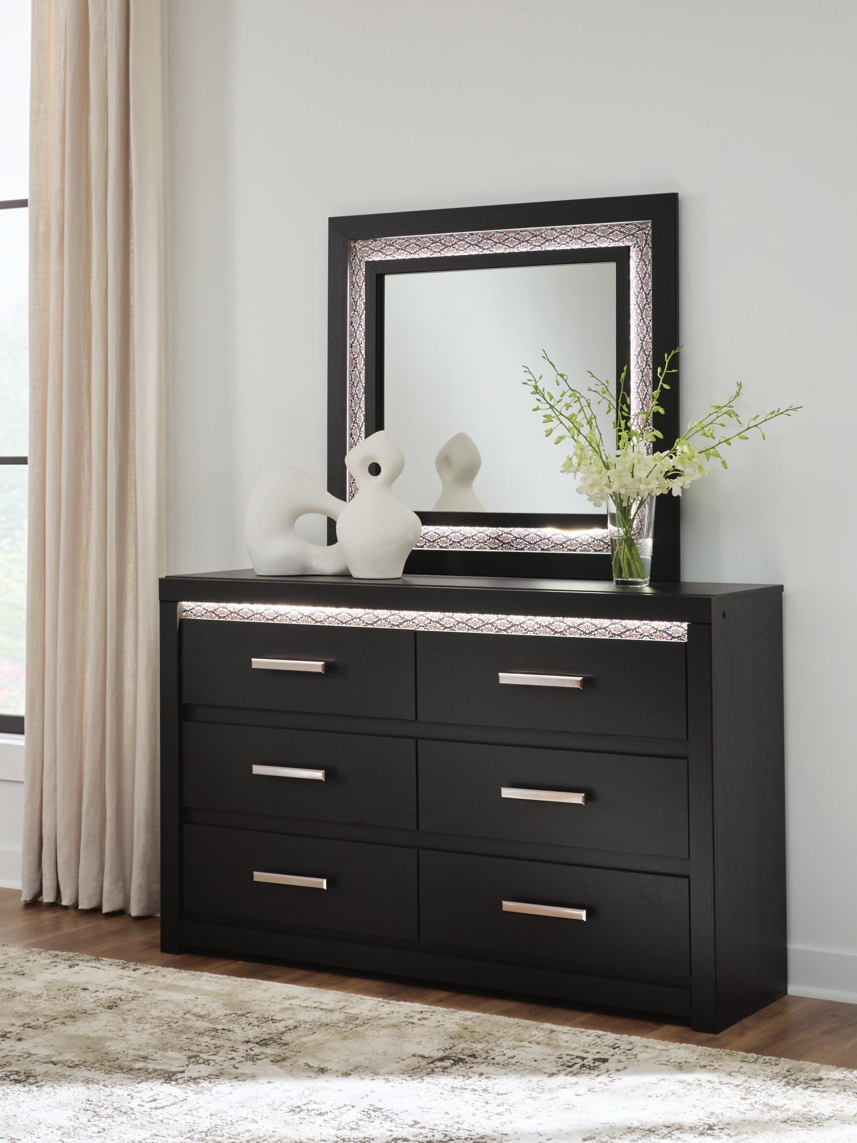 Tampa Furniture Outlet - Ashley Furniture - Shoralli Bedroom - Dresser and Mirror / Black - B2611B1