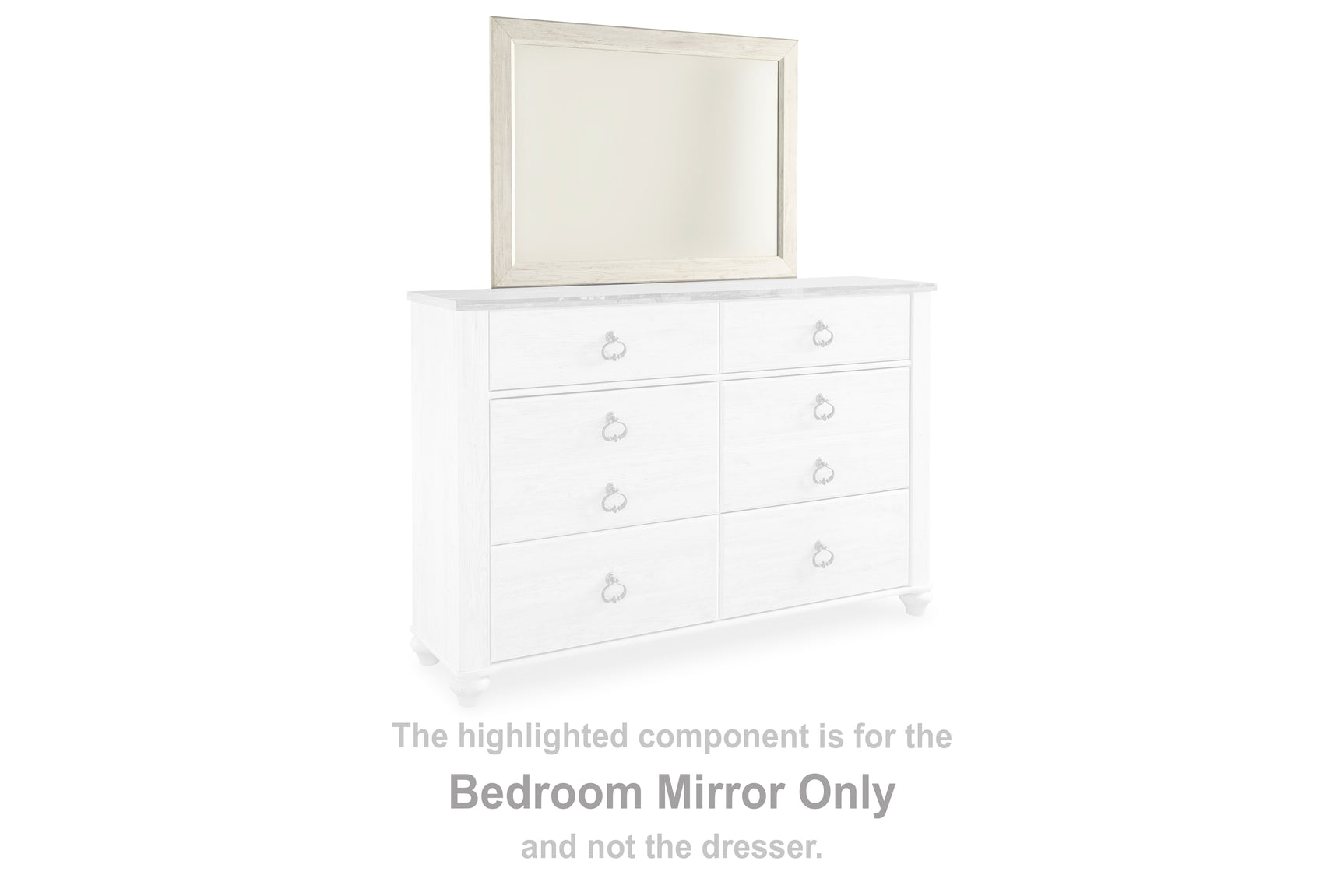 Tampa Furniture Outlet - Ashley Furniture - Willowton Bedroom - Bedroom Mirror / Whitewash - B267-36