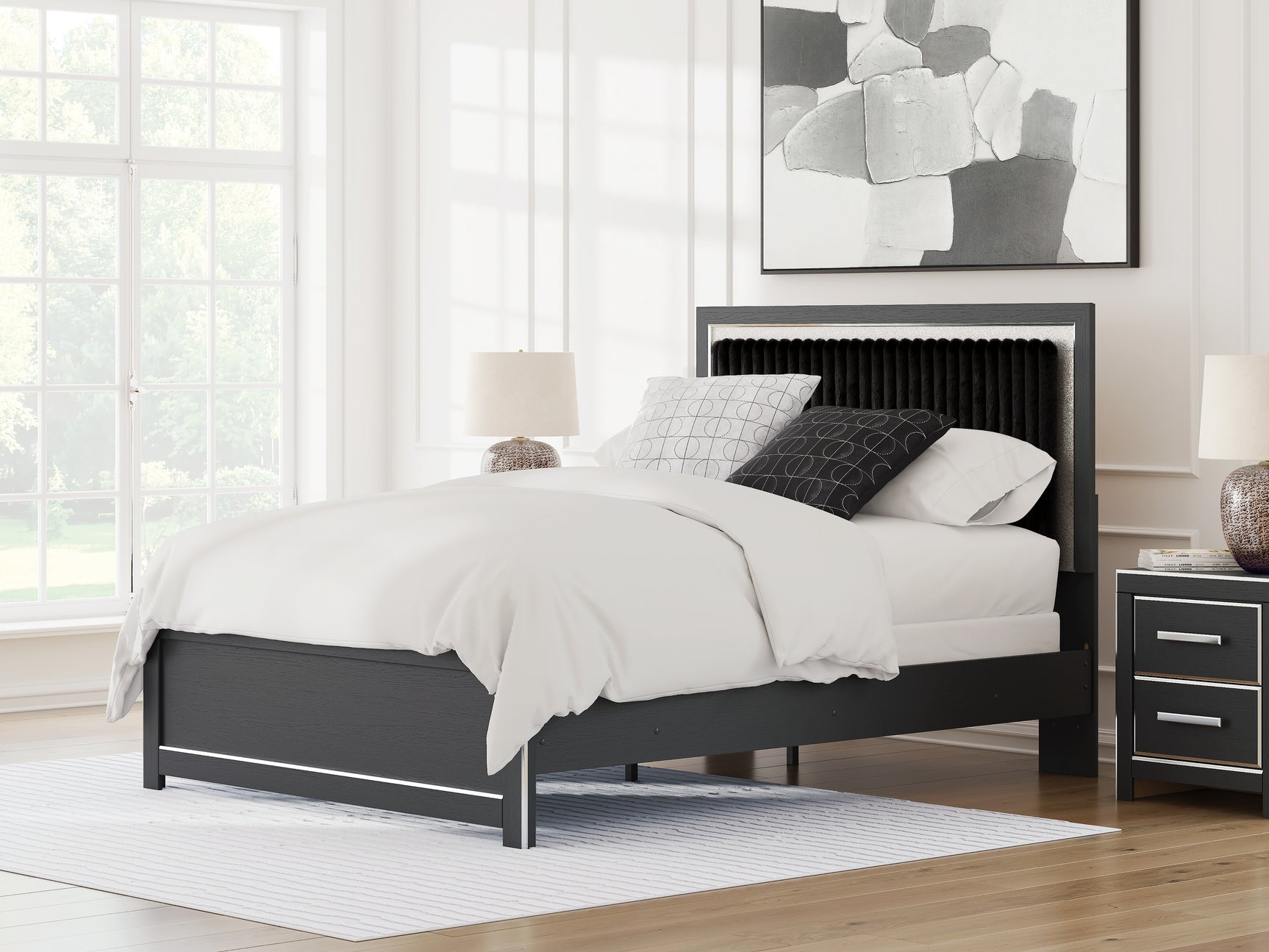 Tampa Furniture Outlet - Ashley Furniture - Zuraleus Bedroom - Queen Upholstered Panel Bed / Black - PCB3380B6