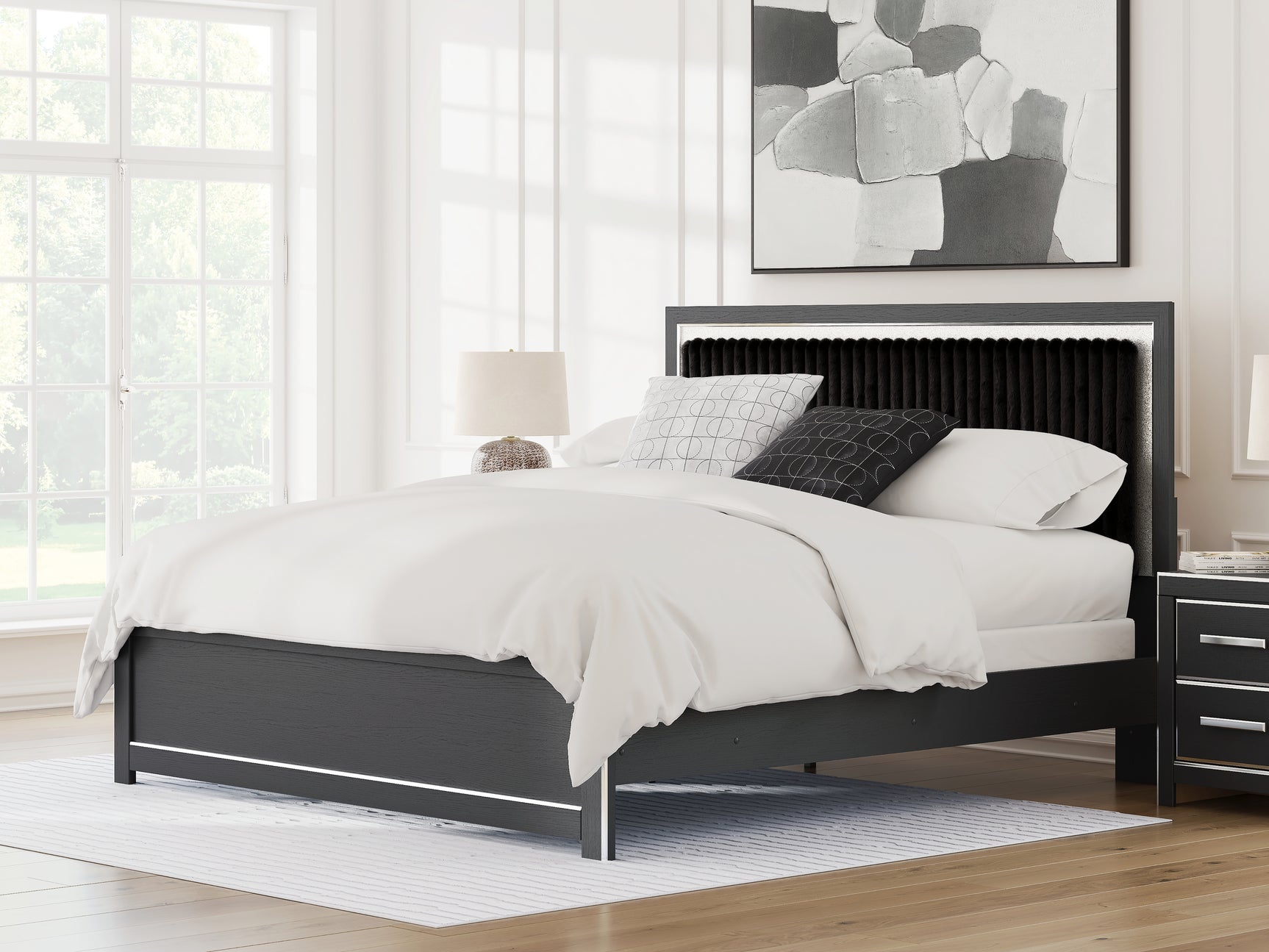 Tampa Furniture Outlet - Ashley Furniture - Zuraleus Bedroom - King Upholstered Panel Bed / Black - PCB3380B12