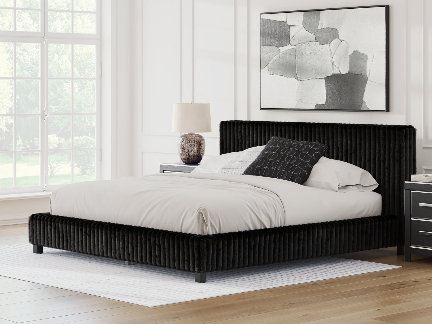 Tampa Furniture Outlet - Ashley Furniture - Zuraleus Bedroom - King Upholstered Bed / Black - PCB3380B13