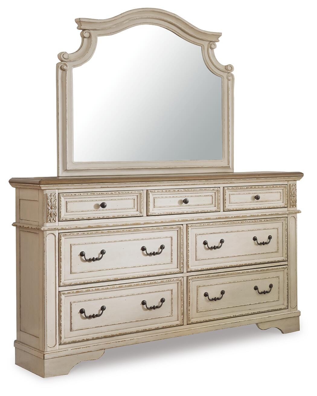 Realyn King Panel Bed, Dresser, Mirror and Nightstand - Tampa Furniture Outlet