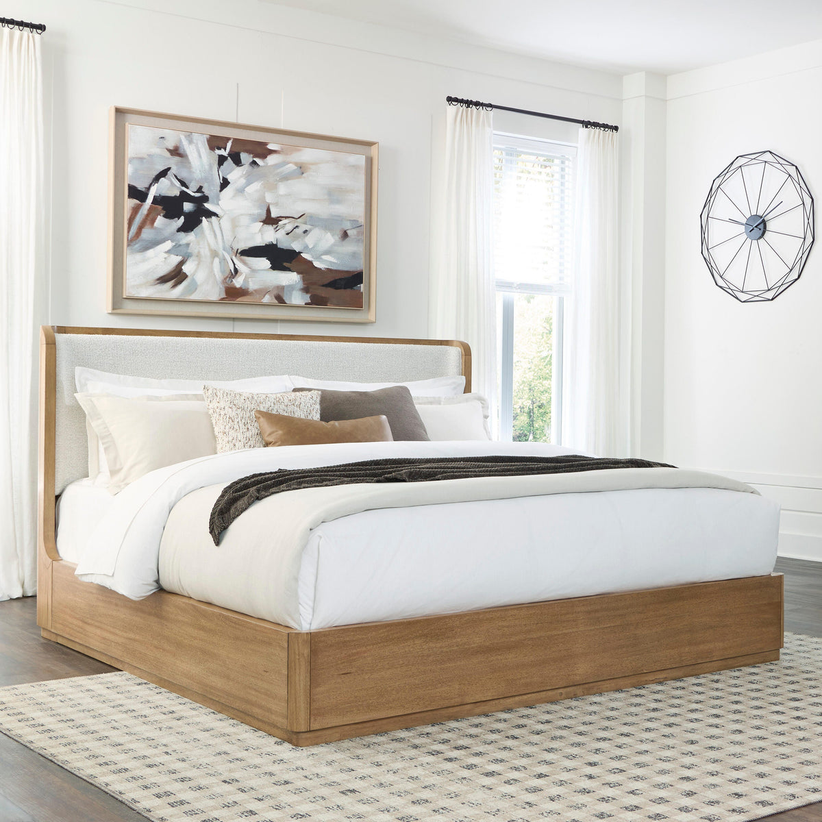 Tampa Furniture Outlet - Ashley Furniture - Pamaria Bedroom - California King Upholstered Panel Bed / Light Brown - PCB802B8
