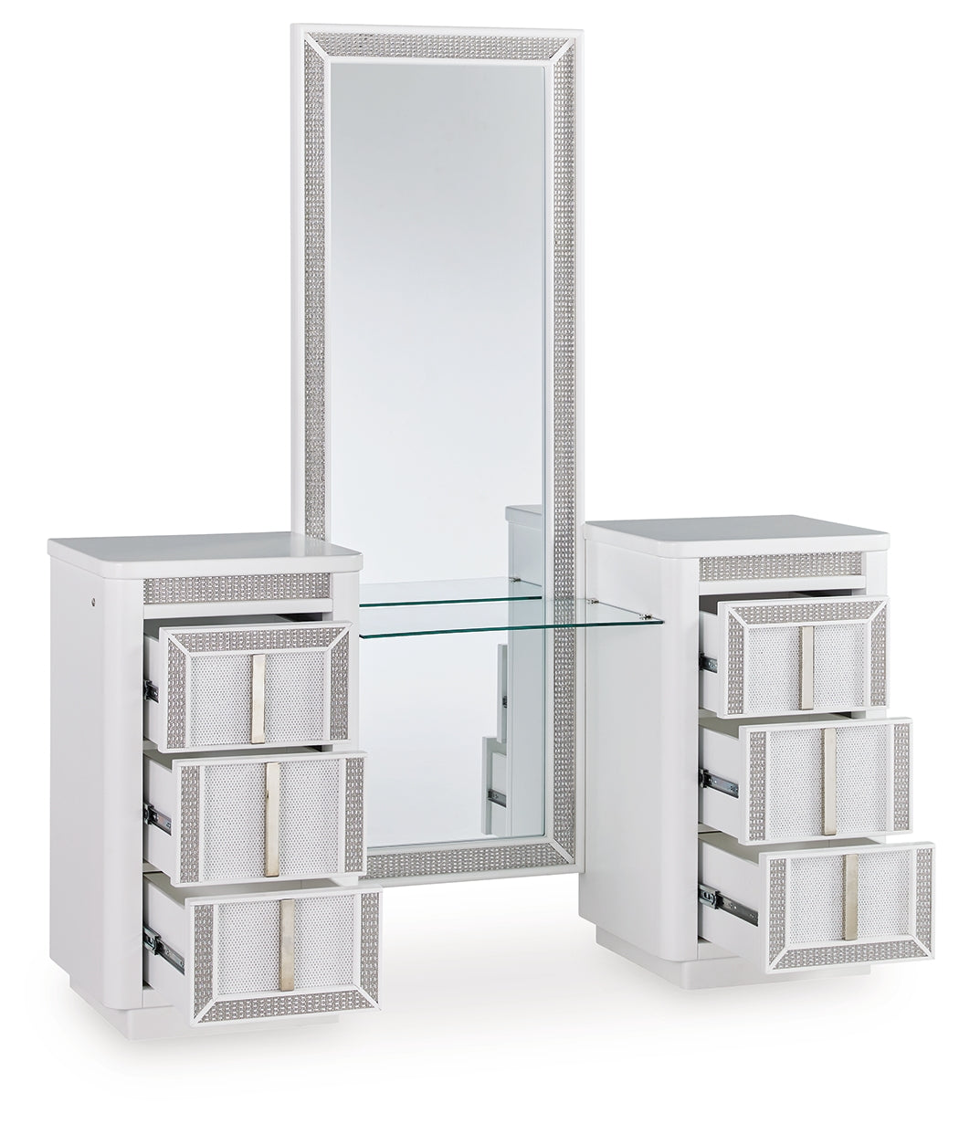 Tampa Furniture Outlet - Ashley Furniture - Chalanna Vanity with Mirror - Vanity with Mirror / White - B822B7