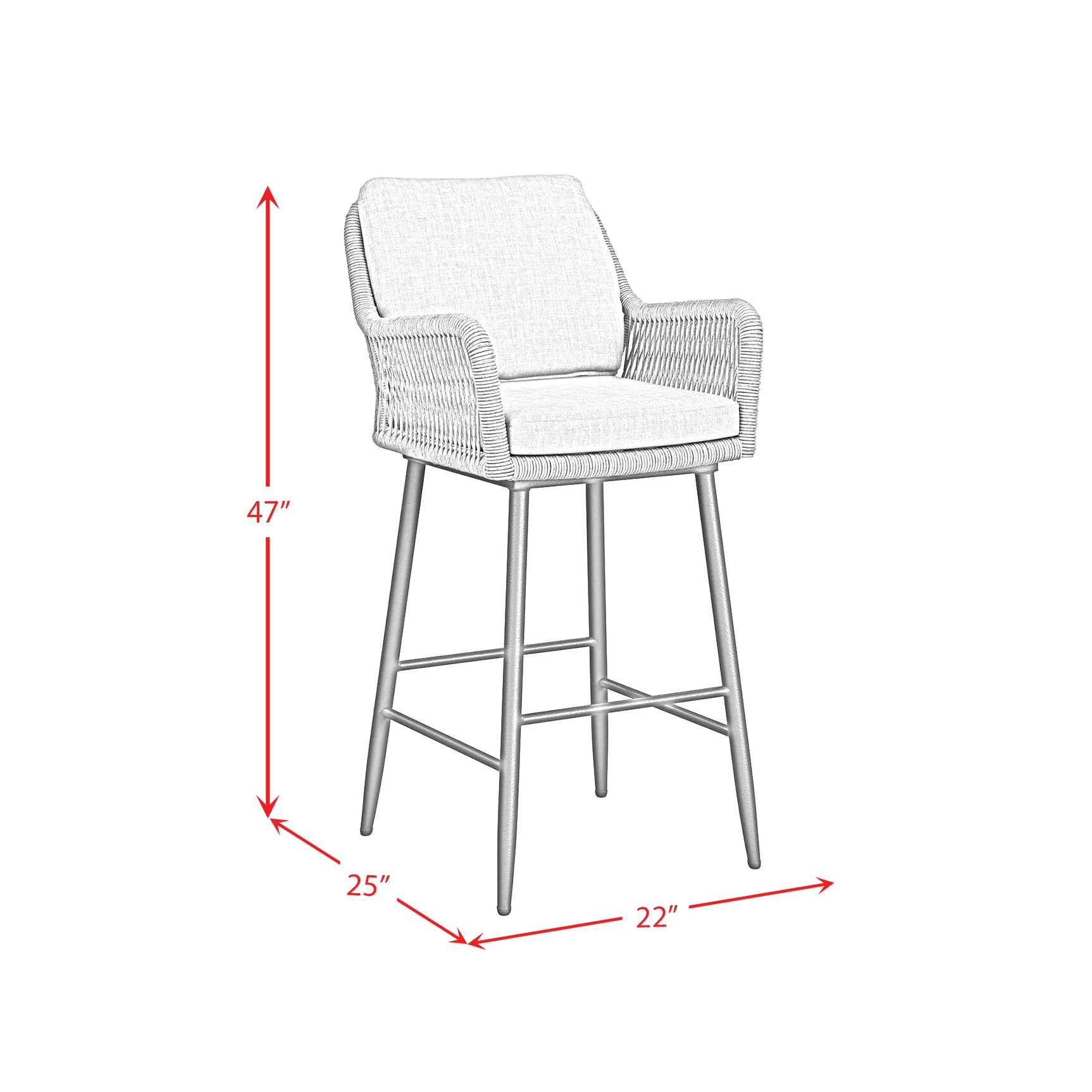 Bayhill Barstool with Grey Fabric in Black (2 Per Carton) - Tampa Furniture Outlet