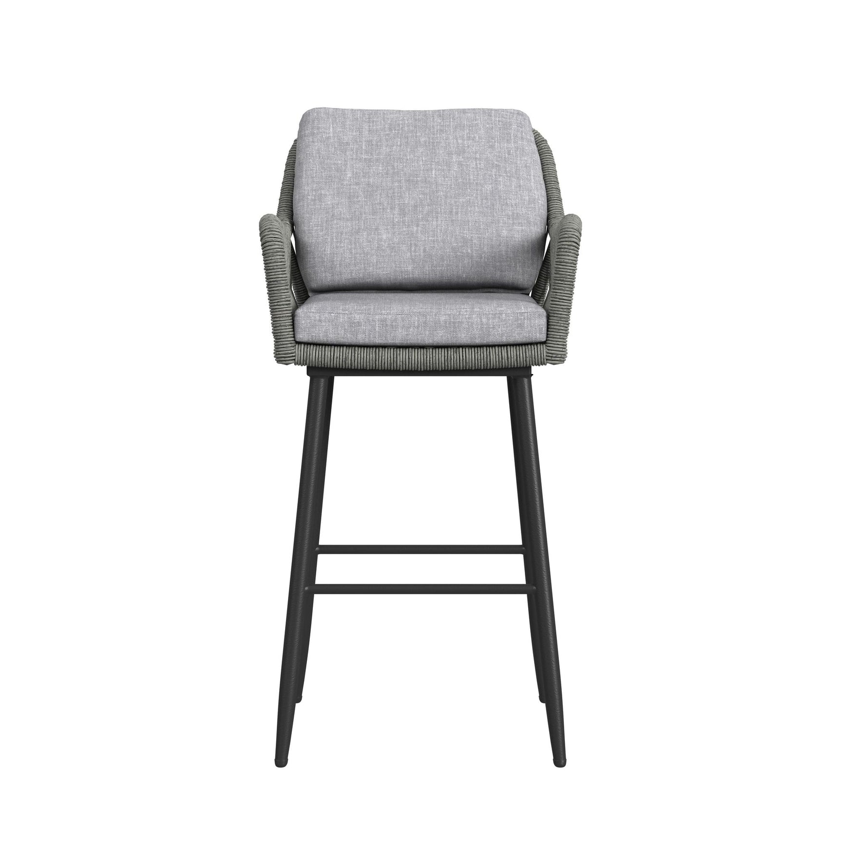 Bayhill Barstool with Grey Fabric in Black (2 Per Carton) - Tampa Furniture Outlet