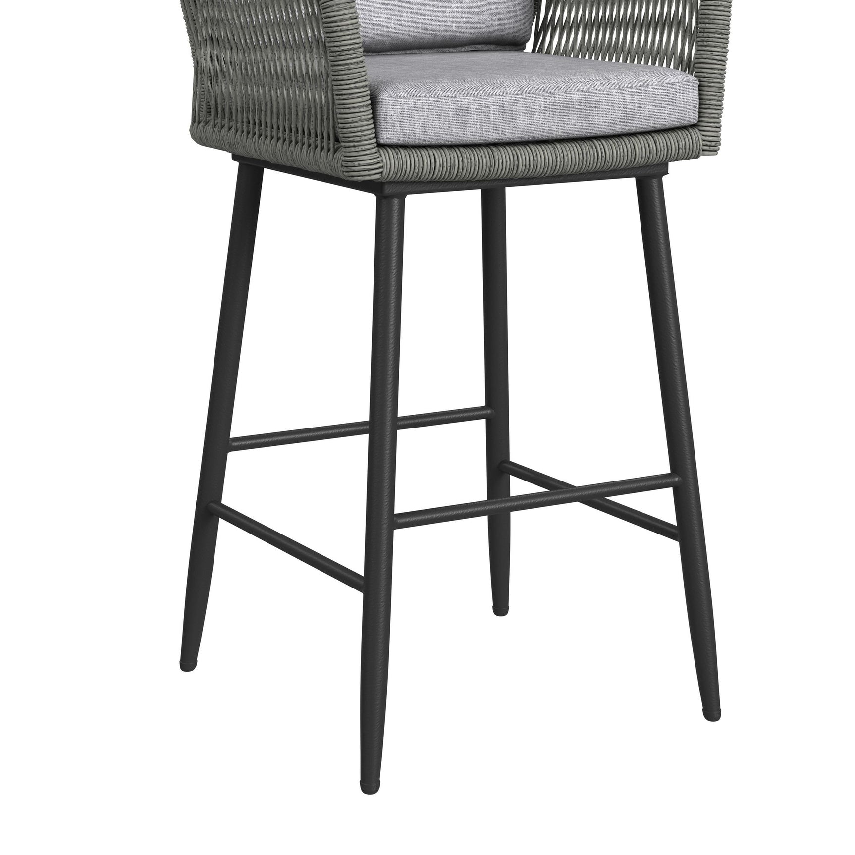 Bayhill Barstool with Grey Fabric in Black (2 Per Carton) - Tampa Furniture Outlet