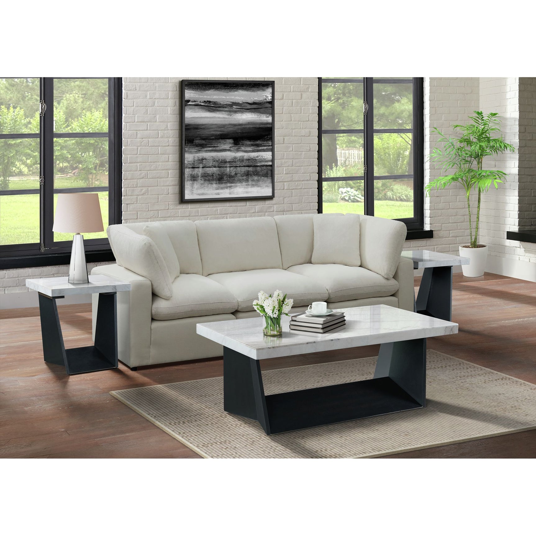 Beckley Coffee Table Complete in White Marble Top – SKU CTBY100CTC | Elements