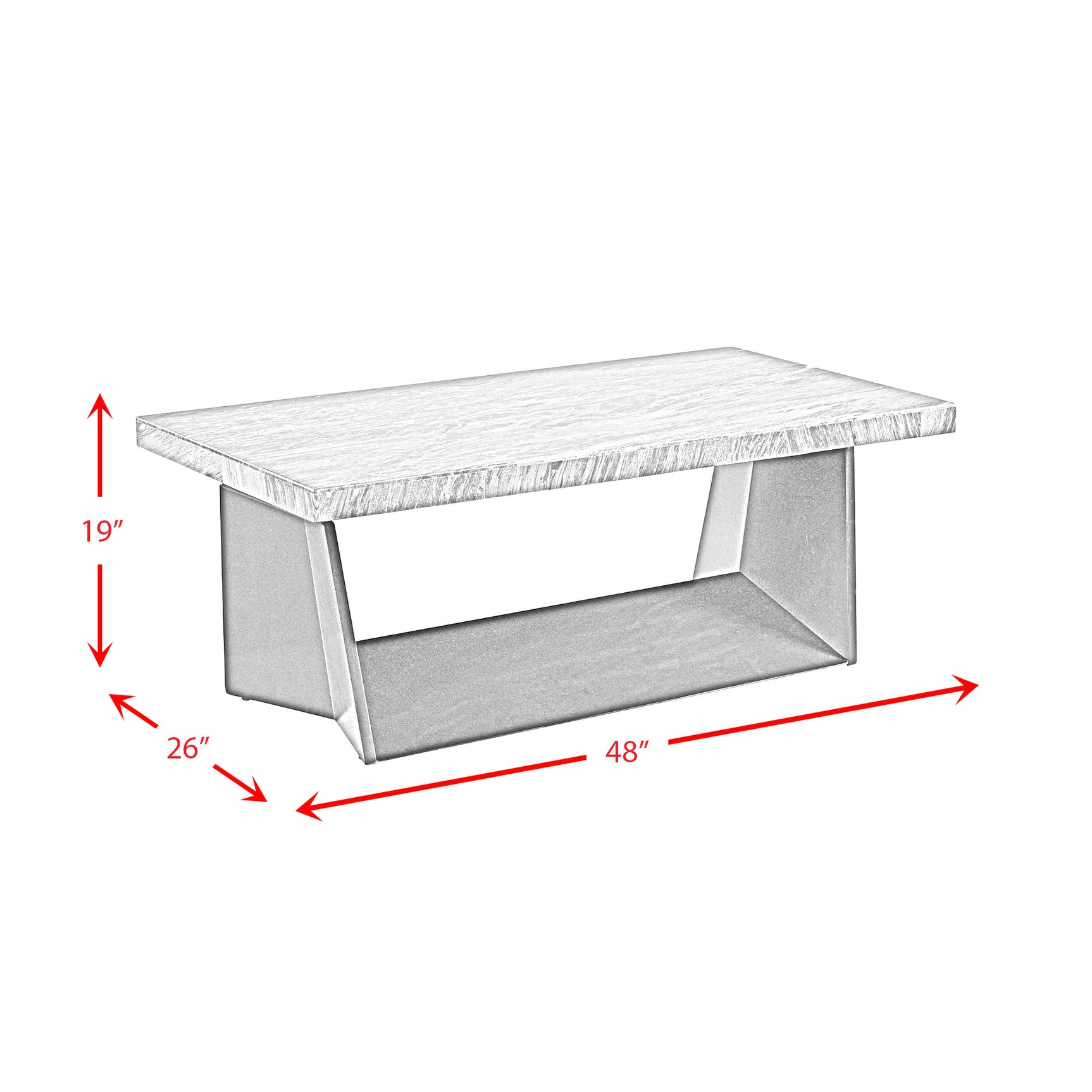 Beckley Coffee Table Complete in Dark Marble Top - Tampa Furniture Outlet