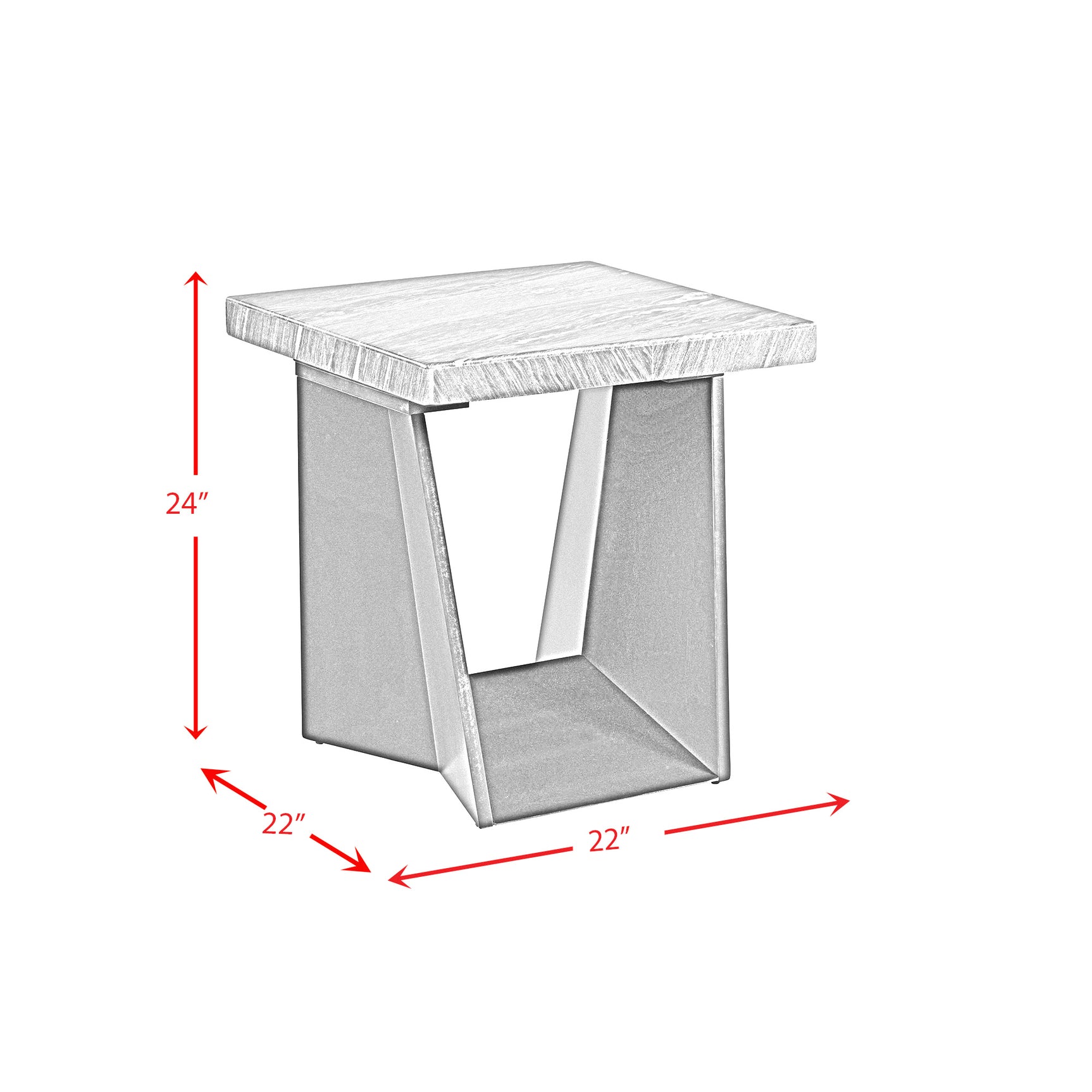 Beckley End Table Complete in White Marble Top - Tampa Furniture Outlet
