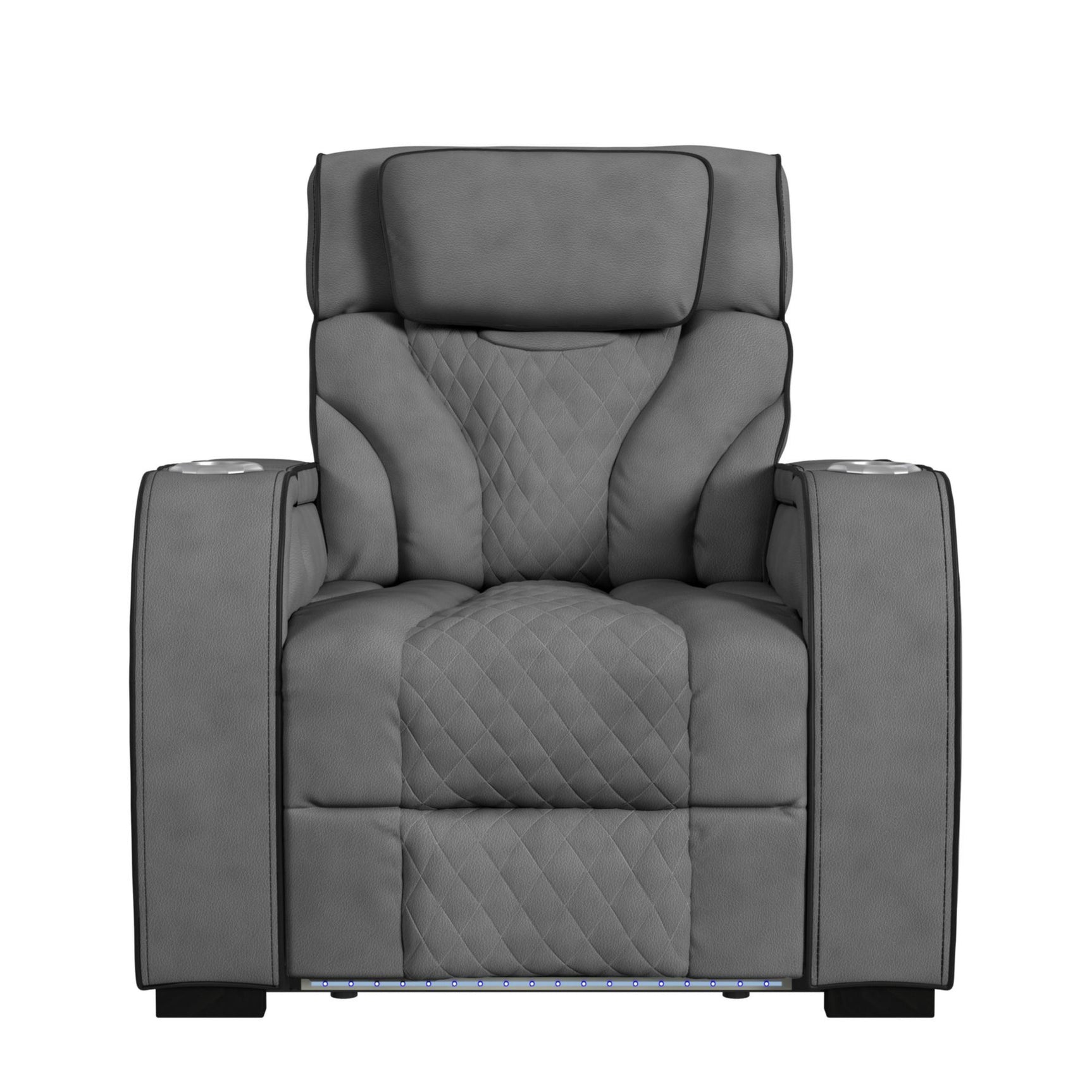 Blitz Motion Recliner with LED in Simba Slate and Black Welt