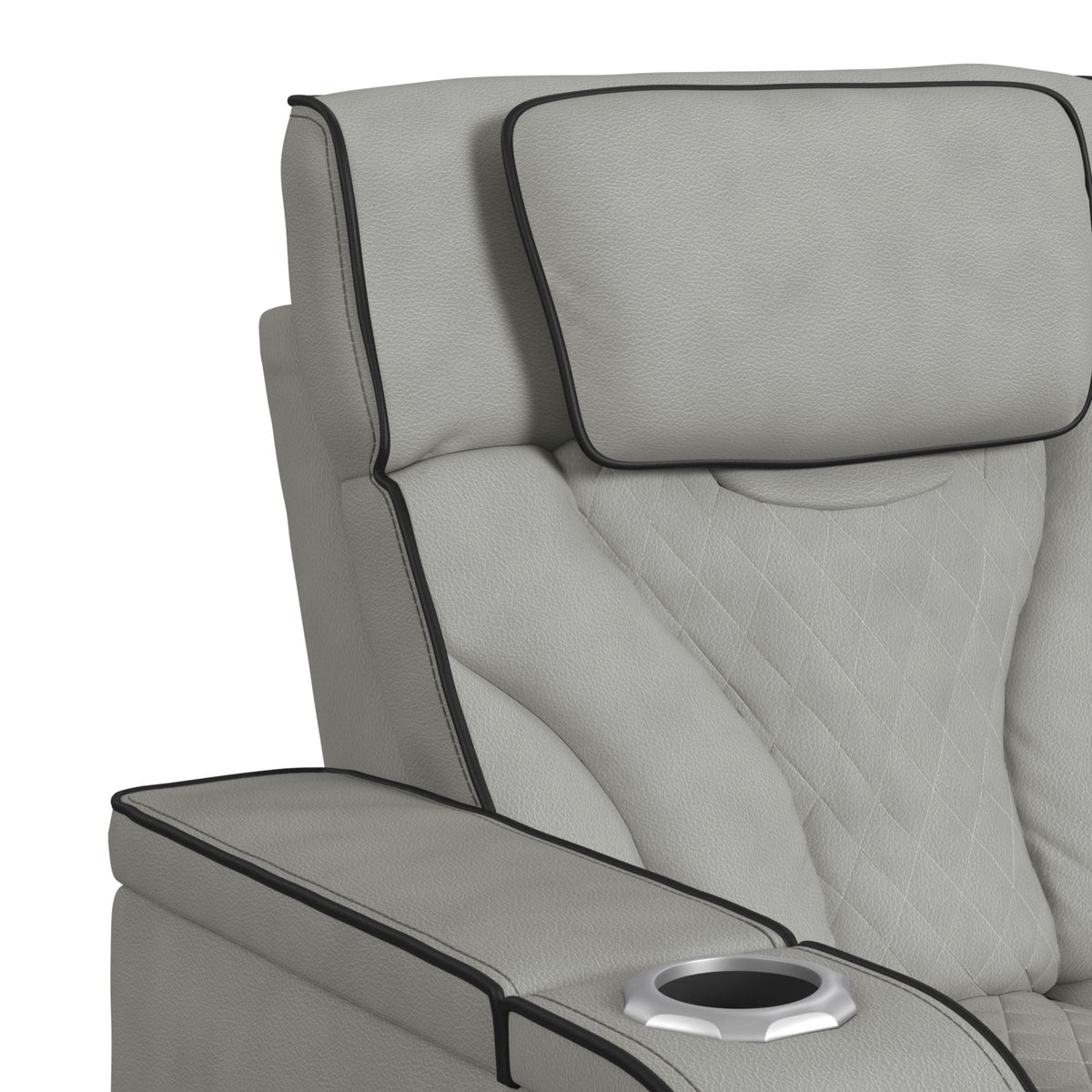 Blitz Motion Sofa with DDT, Reading Light, Wireless Charger and LED in Simba Taupe and Black Welt