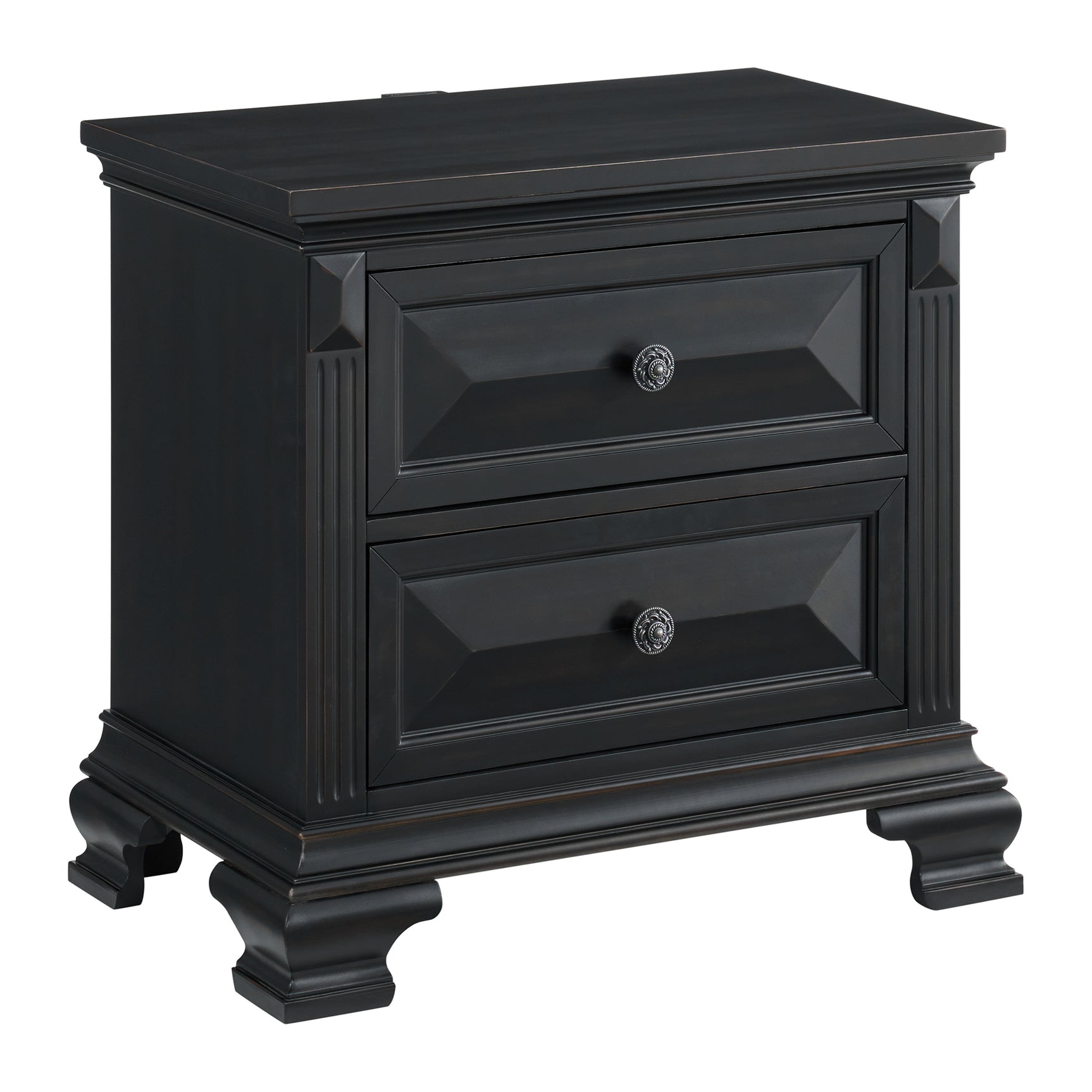 Bridgestone 2-Drawer Nightstand with USB in Black - Tampa Furniture Outlet