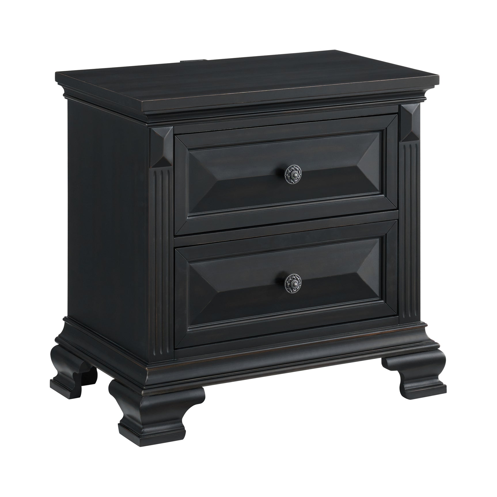 Bridgestone 2-Drawer Nightstand with USB in Black