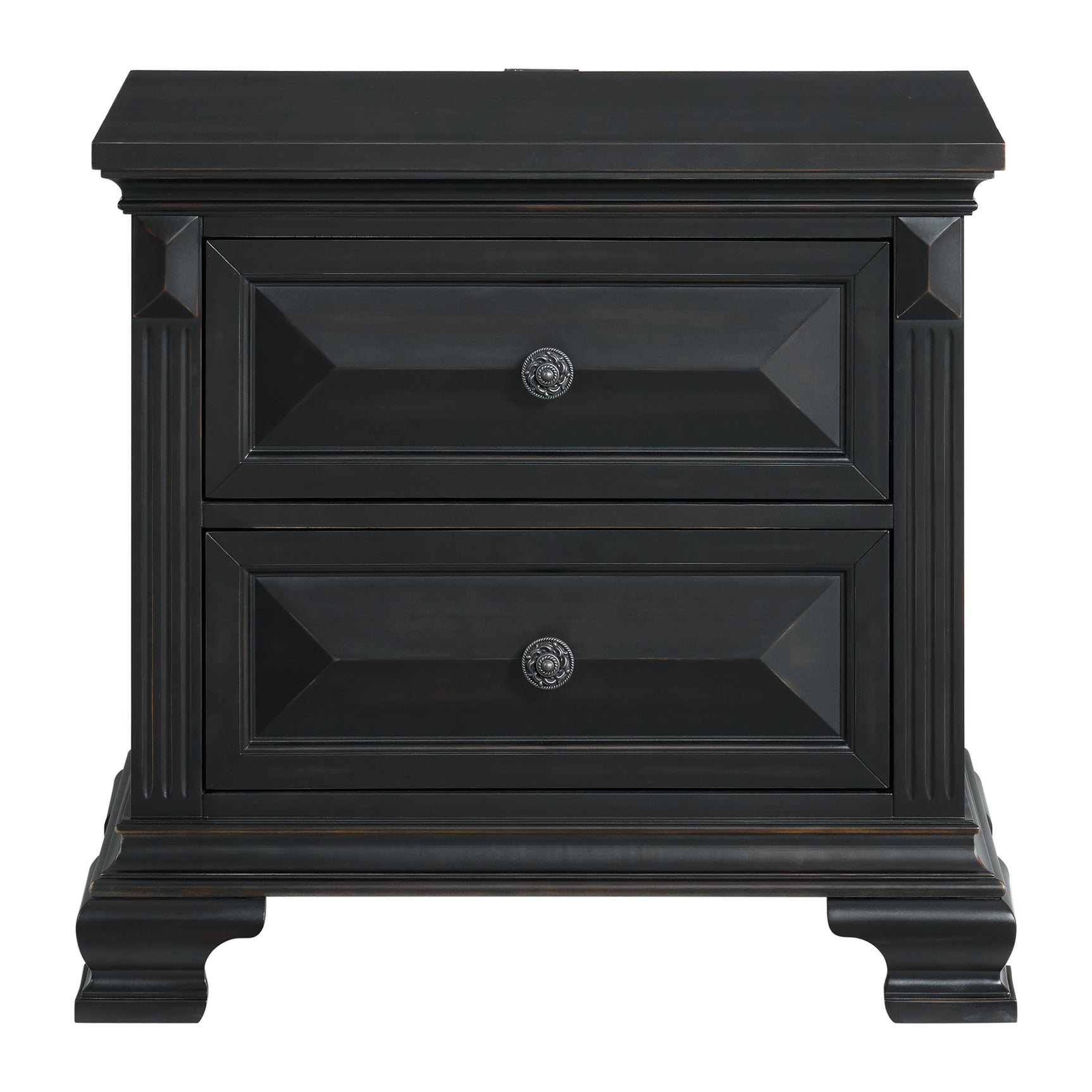 Bridgestone 2-Drawer Nightstand with USB in Black - Tampa Furniture Outlet