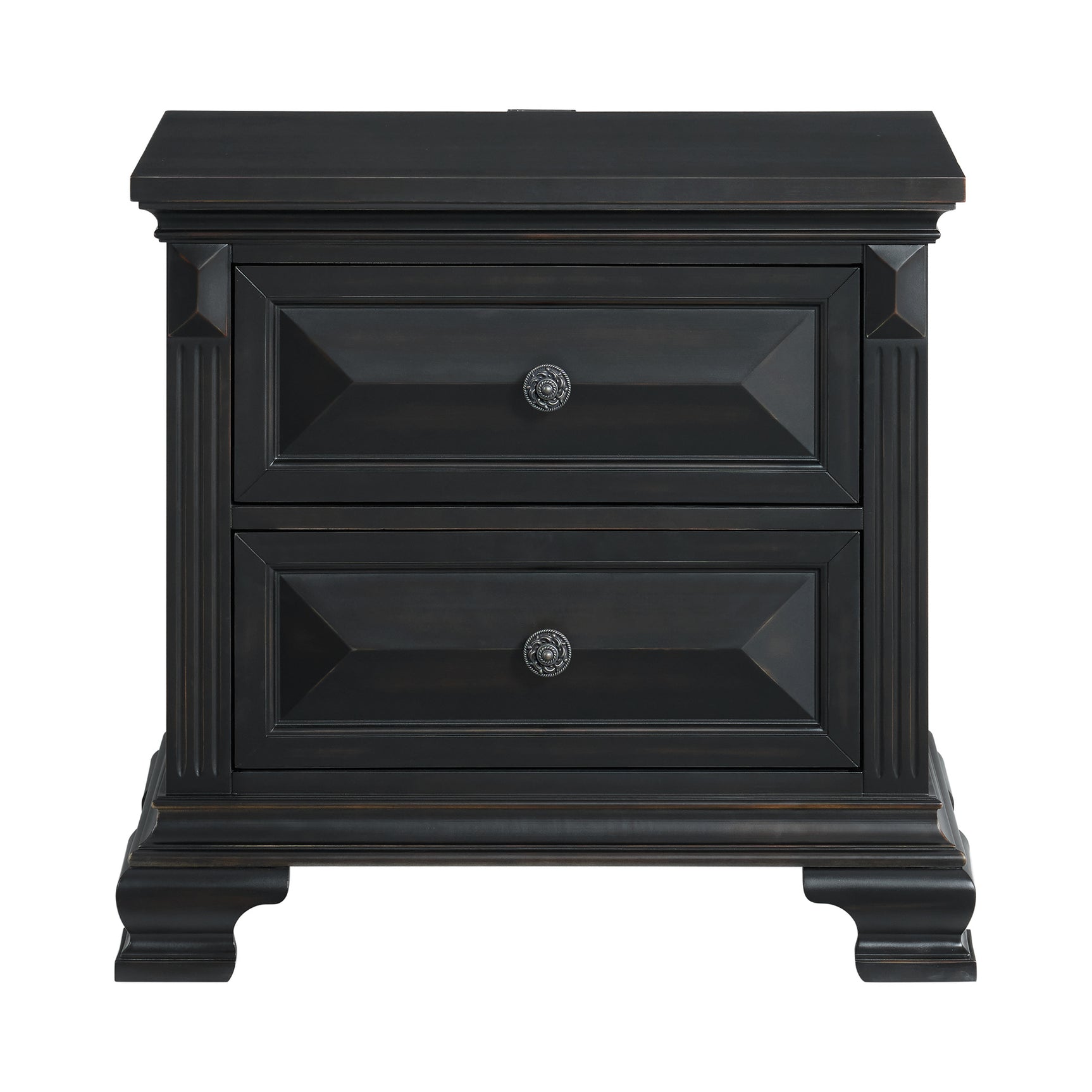 Bridgestone 2-Drawer Nightstand with USB in Black