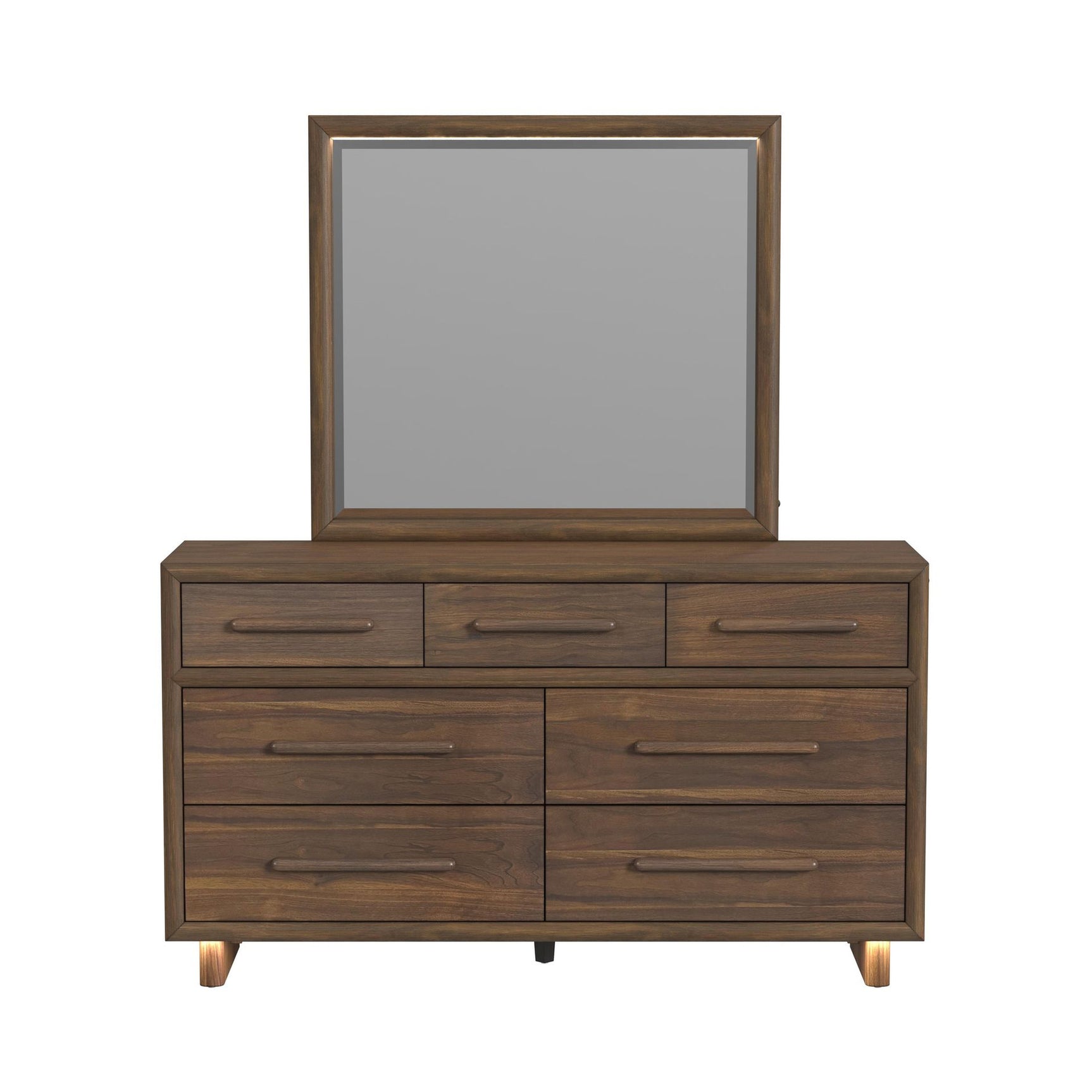 Brisbane Dresser and Mirror Set with LED in Brown