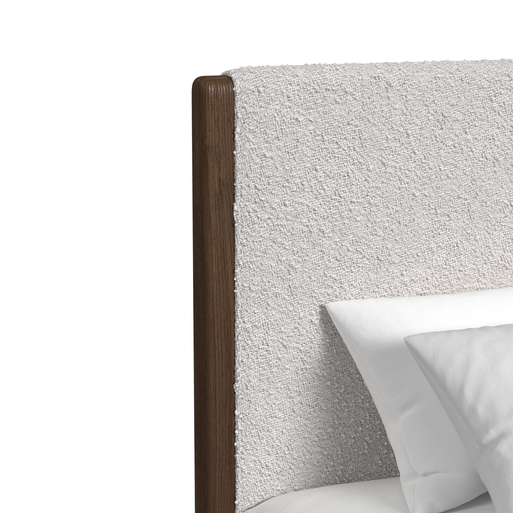 Brisbane Queen UPH Bed with Boucle Beige and LED in Brown