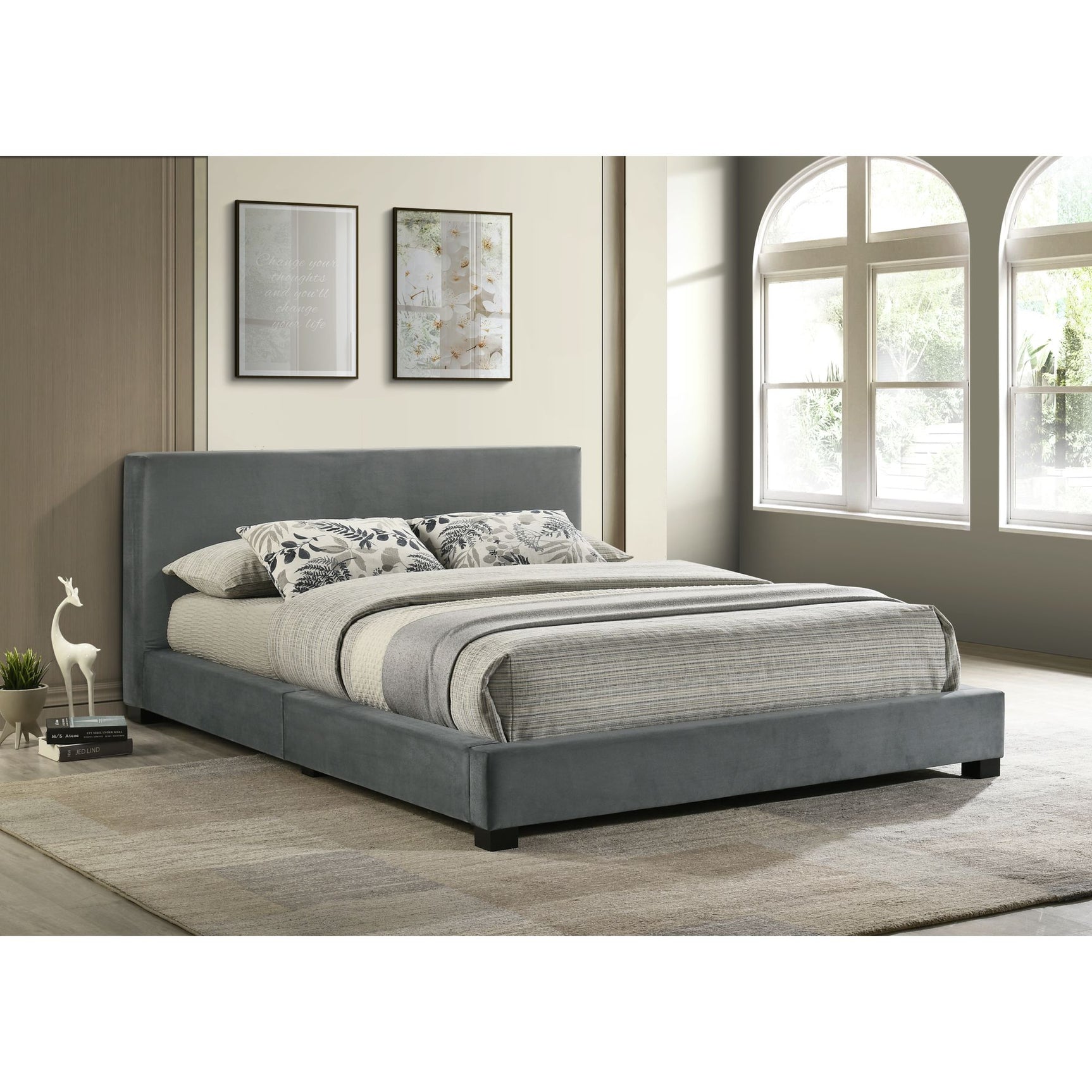 Brookhaven Full UPH Bed in Grey Velvet – SKU UB-14870-3-FB | Elements