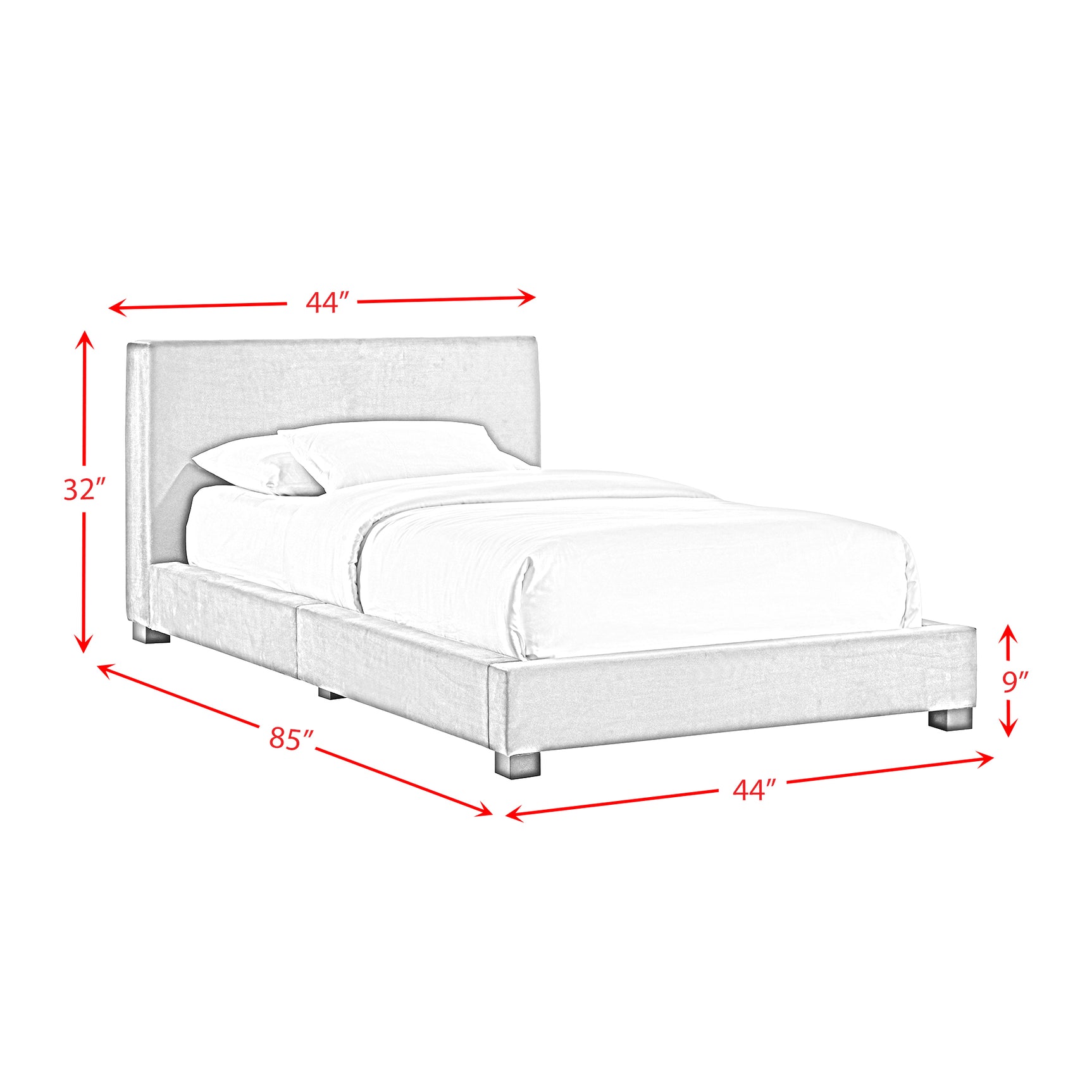 Brookhaven Twin UPH Bed in Grey Velvet - Tampa Furniture Outlet