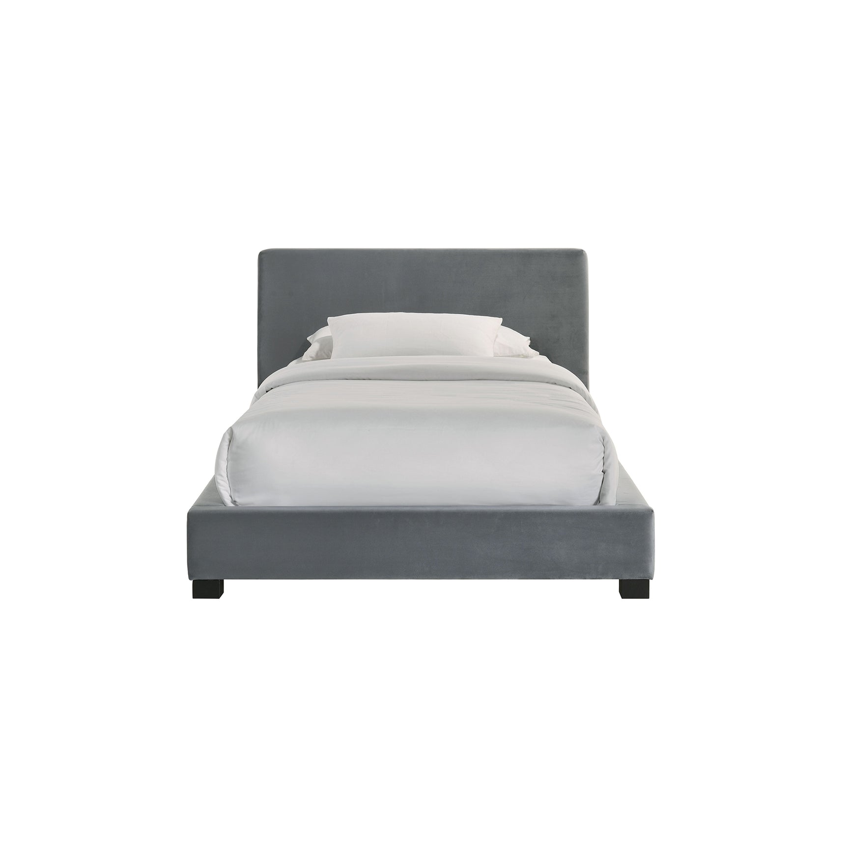 Brookhaven Twin UPH Bed in Grey Velvet - Tampa Furniture Outlet