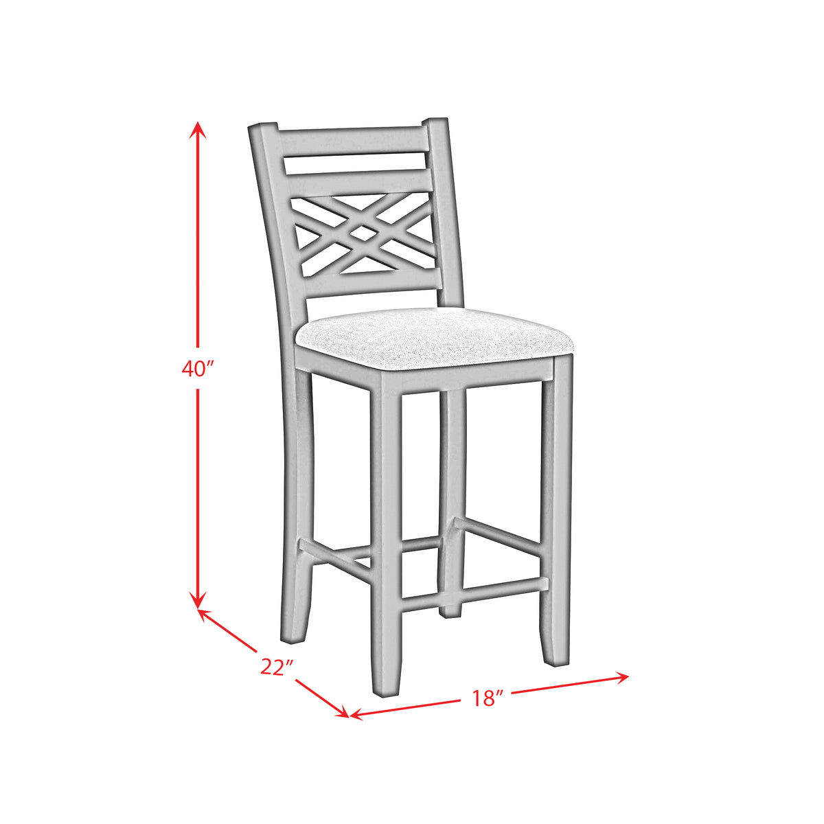 Brooks 5PC Counter Set with Table and 4 UPH Seat & Wood Back Chairs in Medium Brown & White