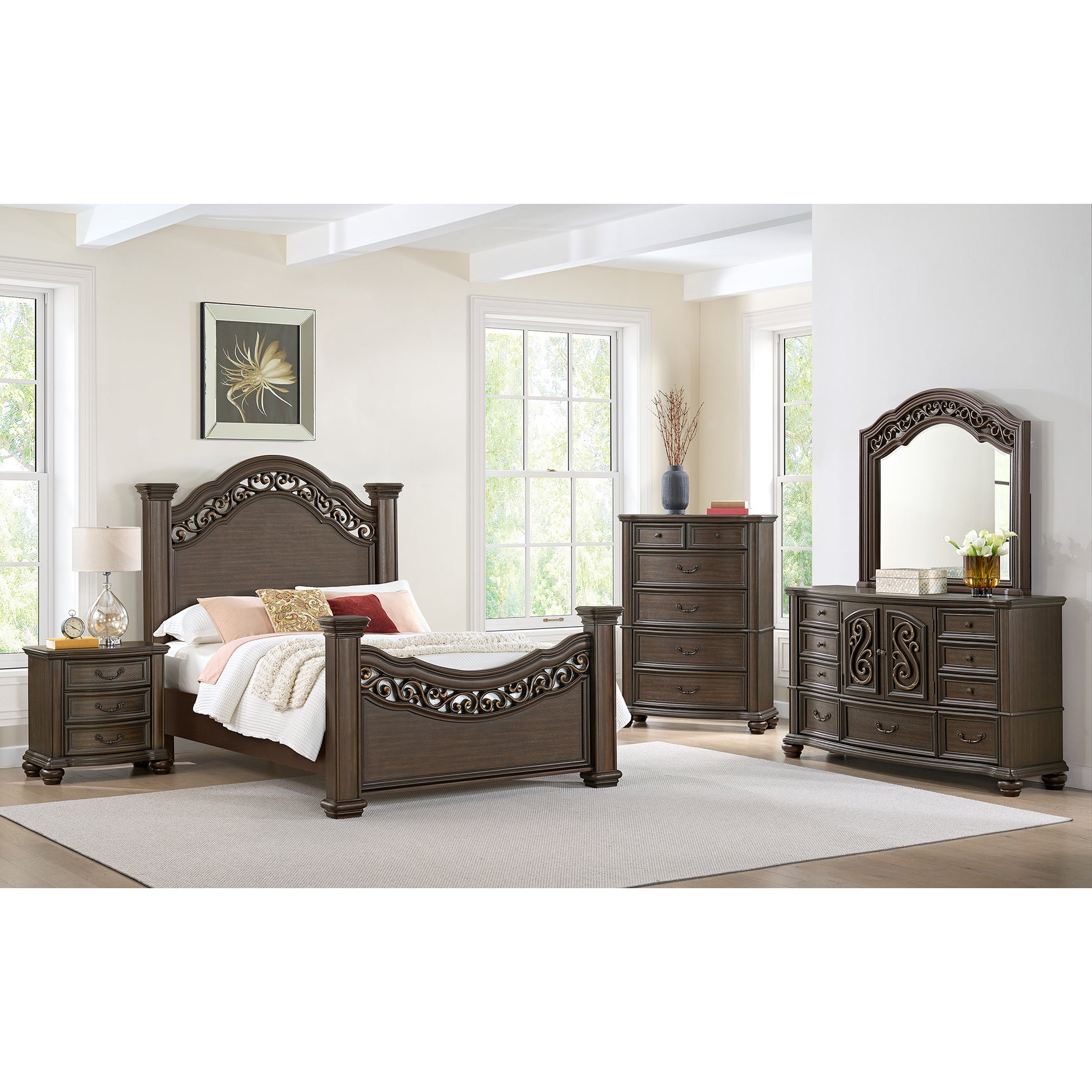 Brunswick Queen Panel Bed in Mahogany – SKU B-13070-5-QB | Elements