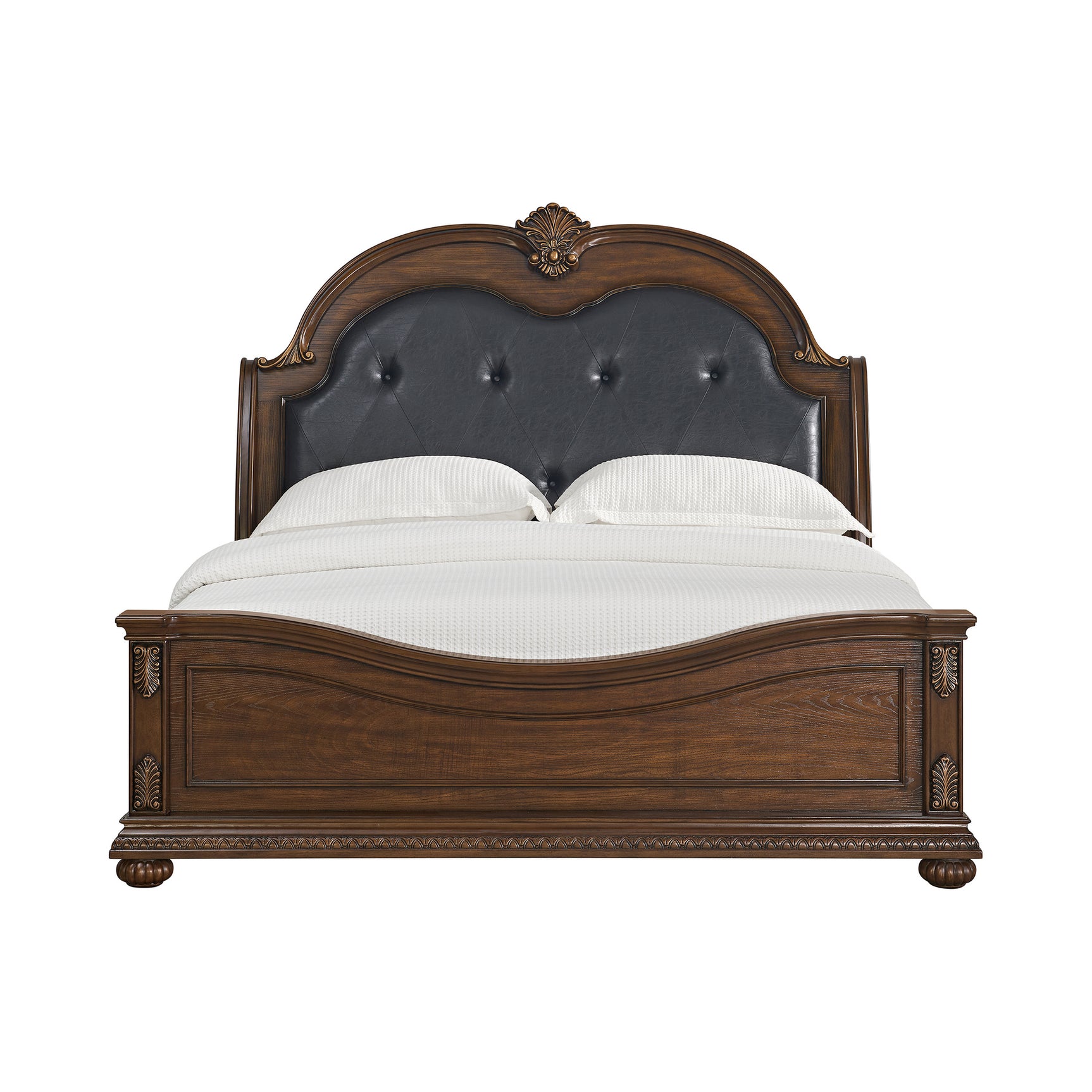 Cadenza King UPH Bed with Black PU in Brown