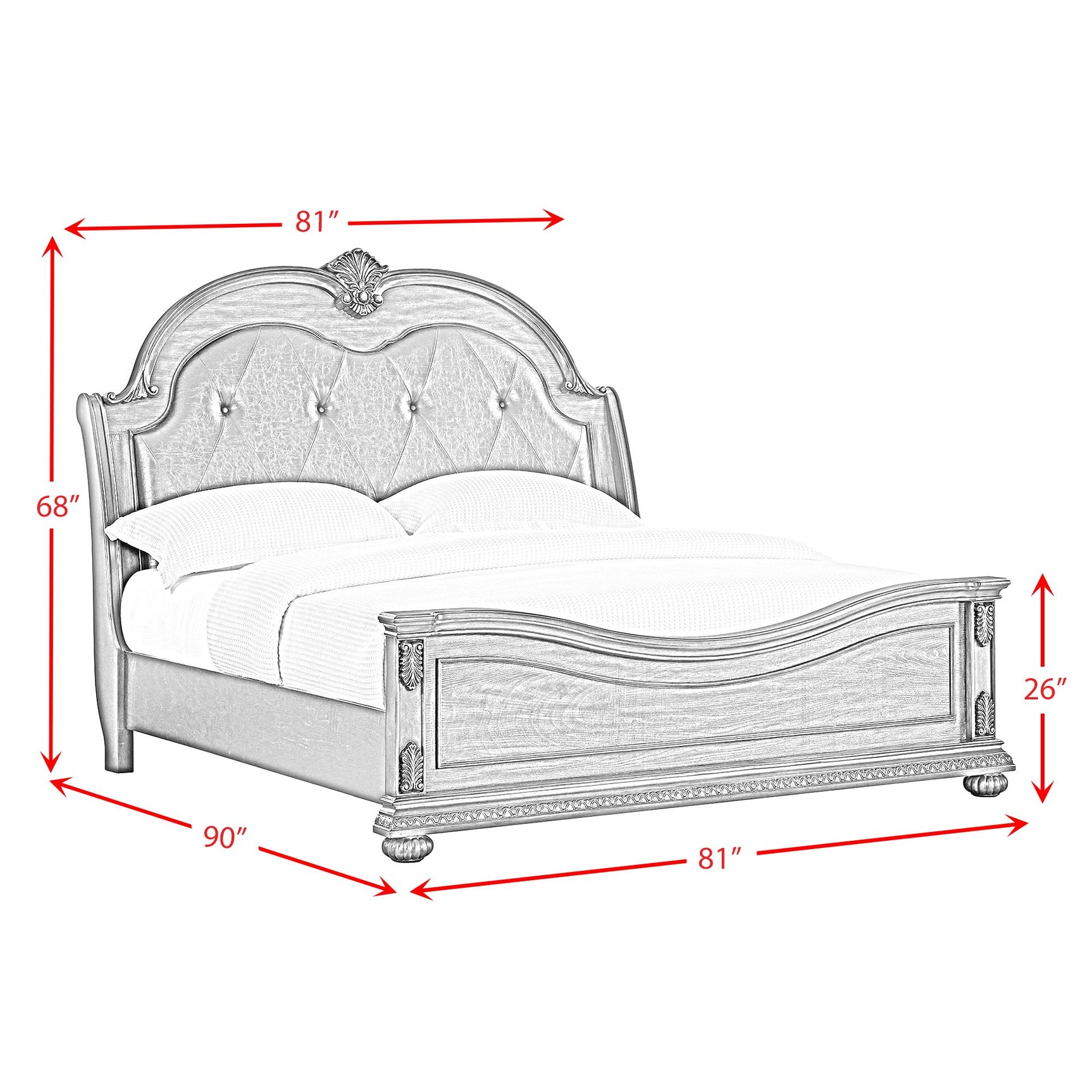Cadenza King UPH Bed with Black PU in Brown