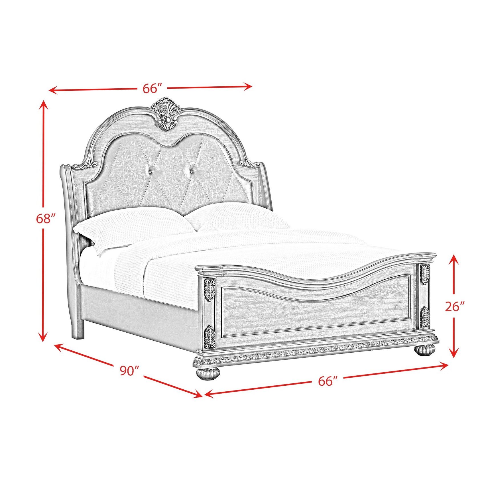 Cadenza Queen UPH Bed with Black PU in Brown