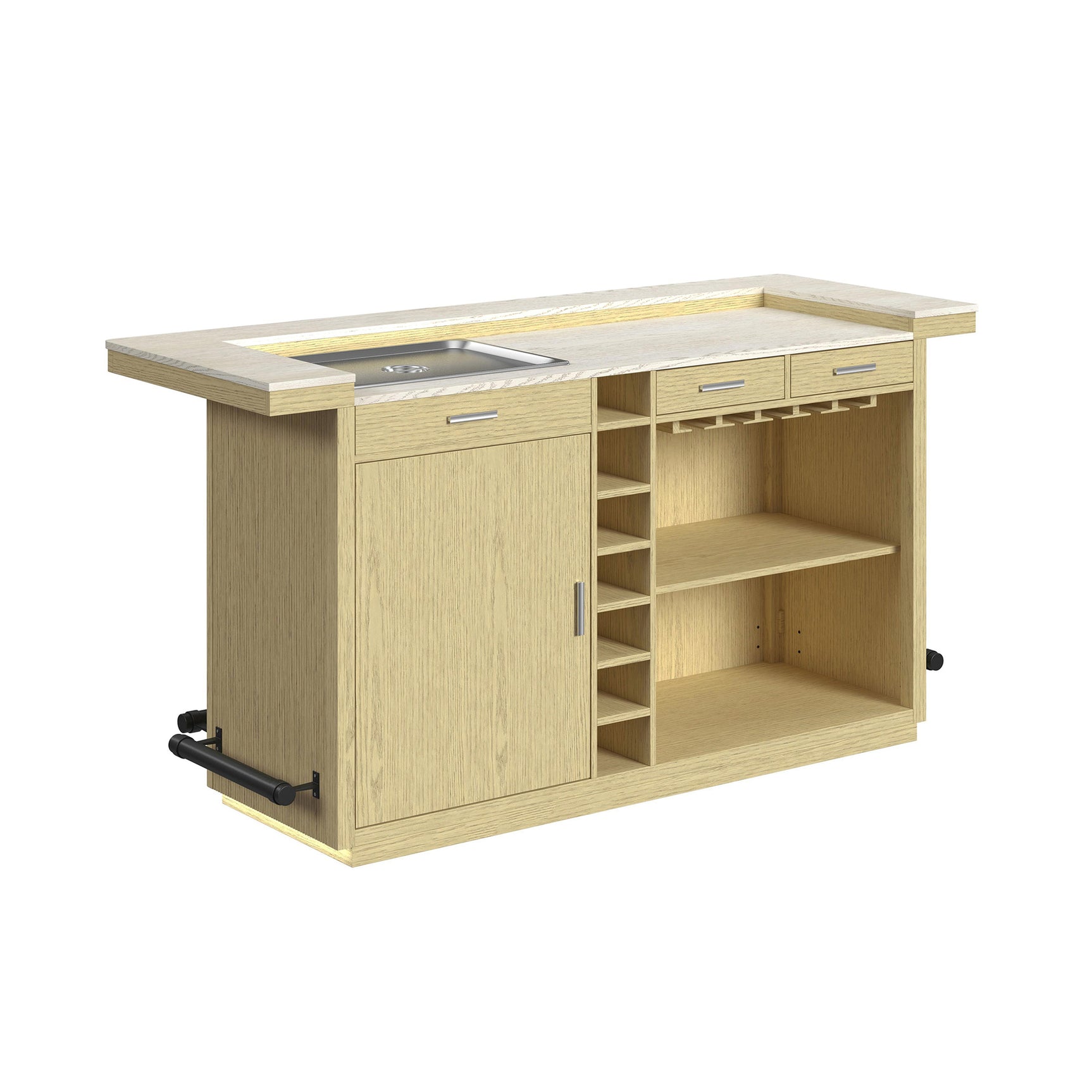 Cambrie Bar Table in Off-White and Natural with LED