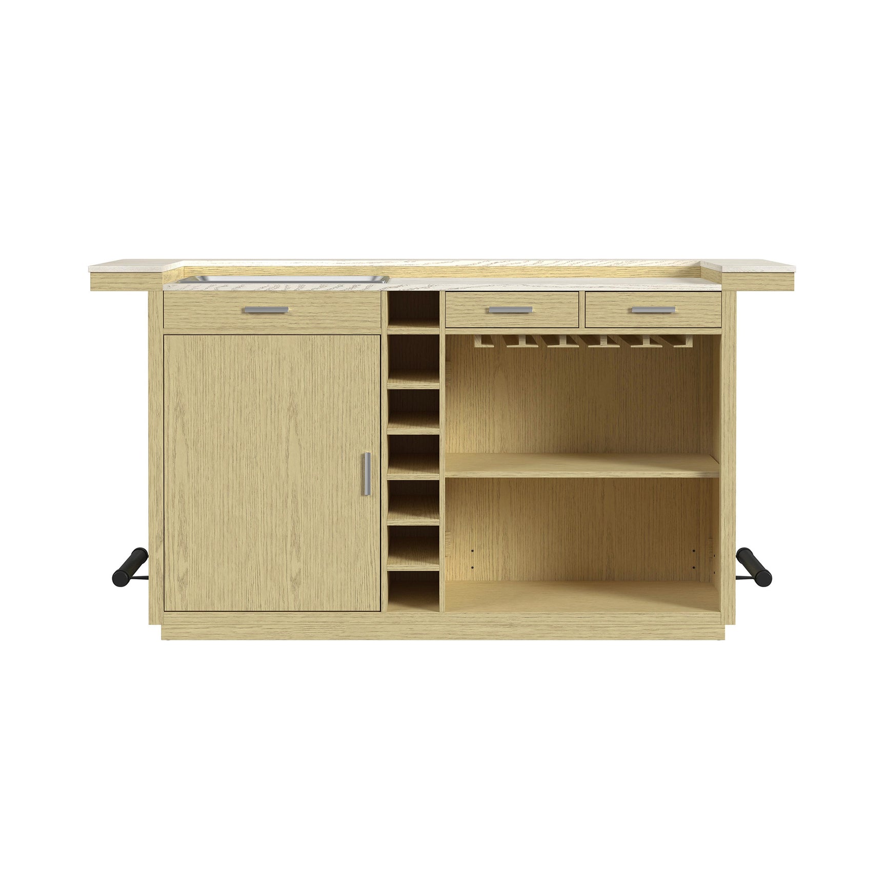 Cambrie Bar Table in Off-White and Natural with LED