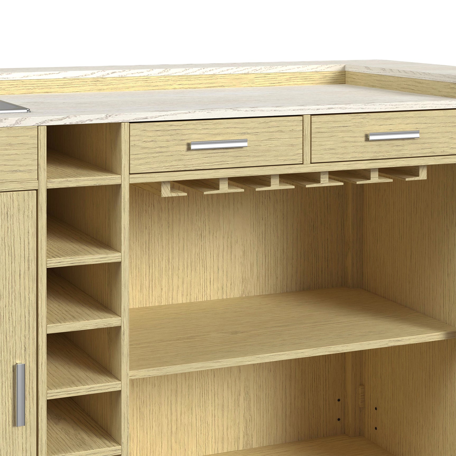 Cambrie Bar Table in Off-White and Natural with LED - Tampa Furniture Outlet