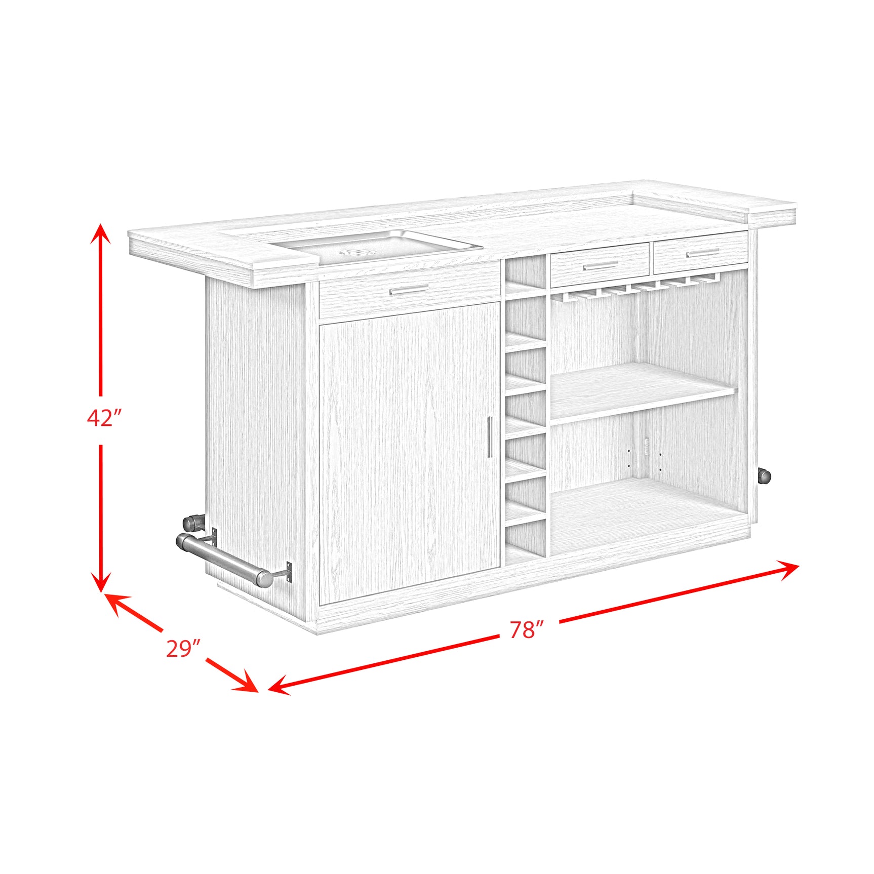 Cambrie Bar Table in Off-White and Natural with LED