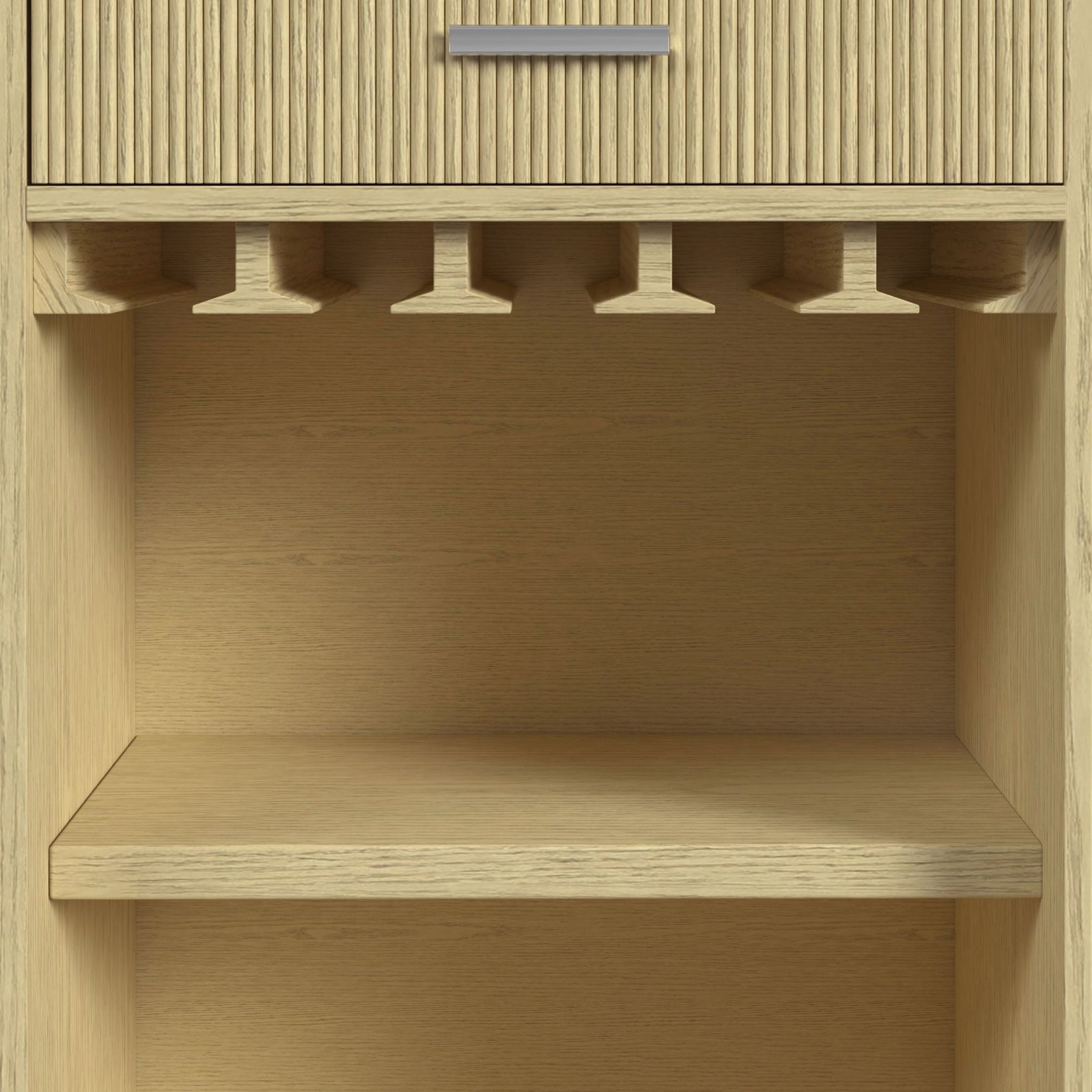 Cambrie Buffet with LED and Power in Off-White and Natural - Tampa Furniture Outlet