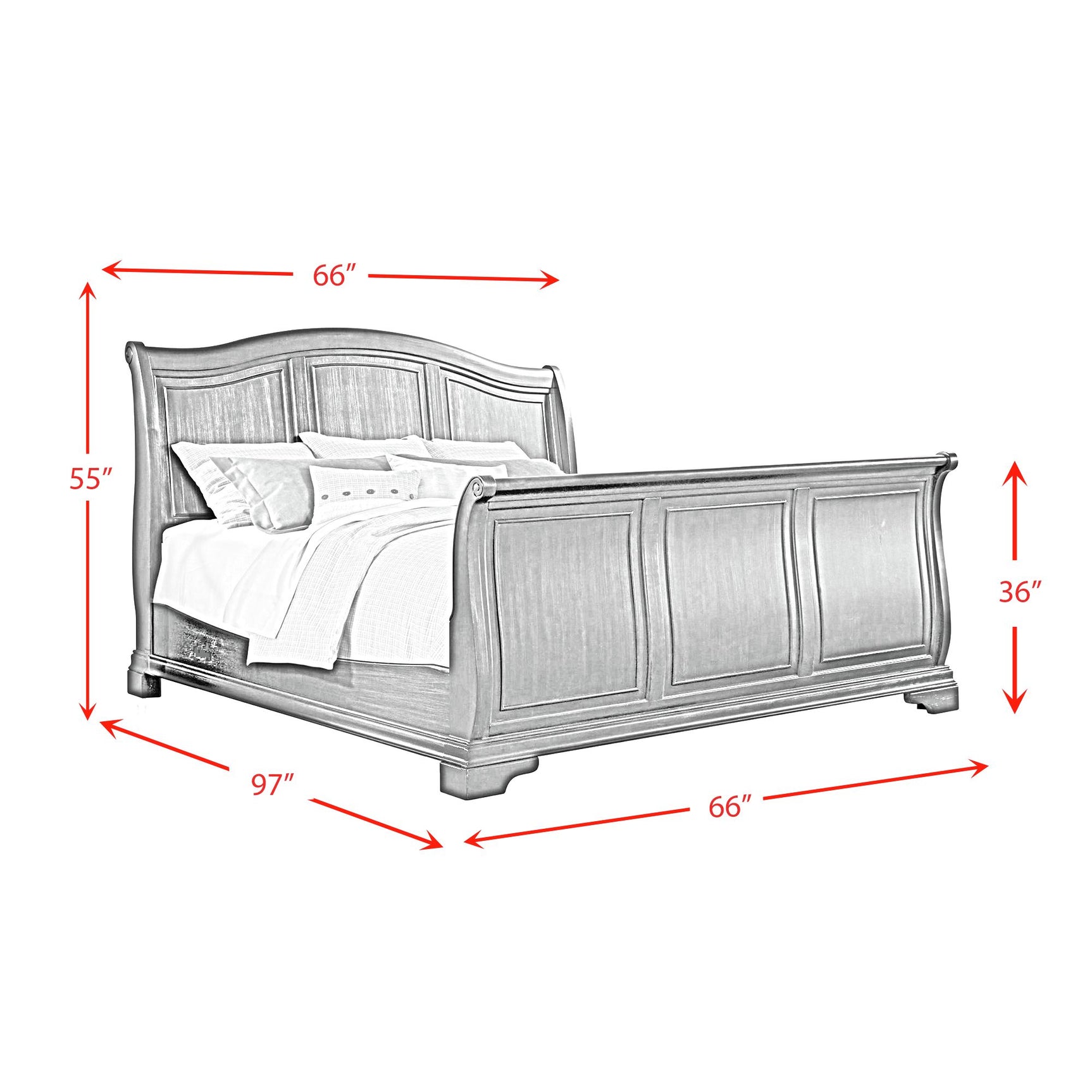 Cameron Cherry Queen Sleigh Bed - Tampa Furniture Outlet