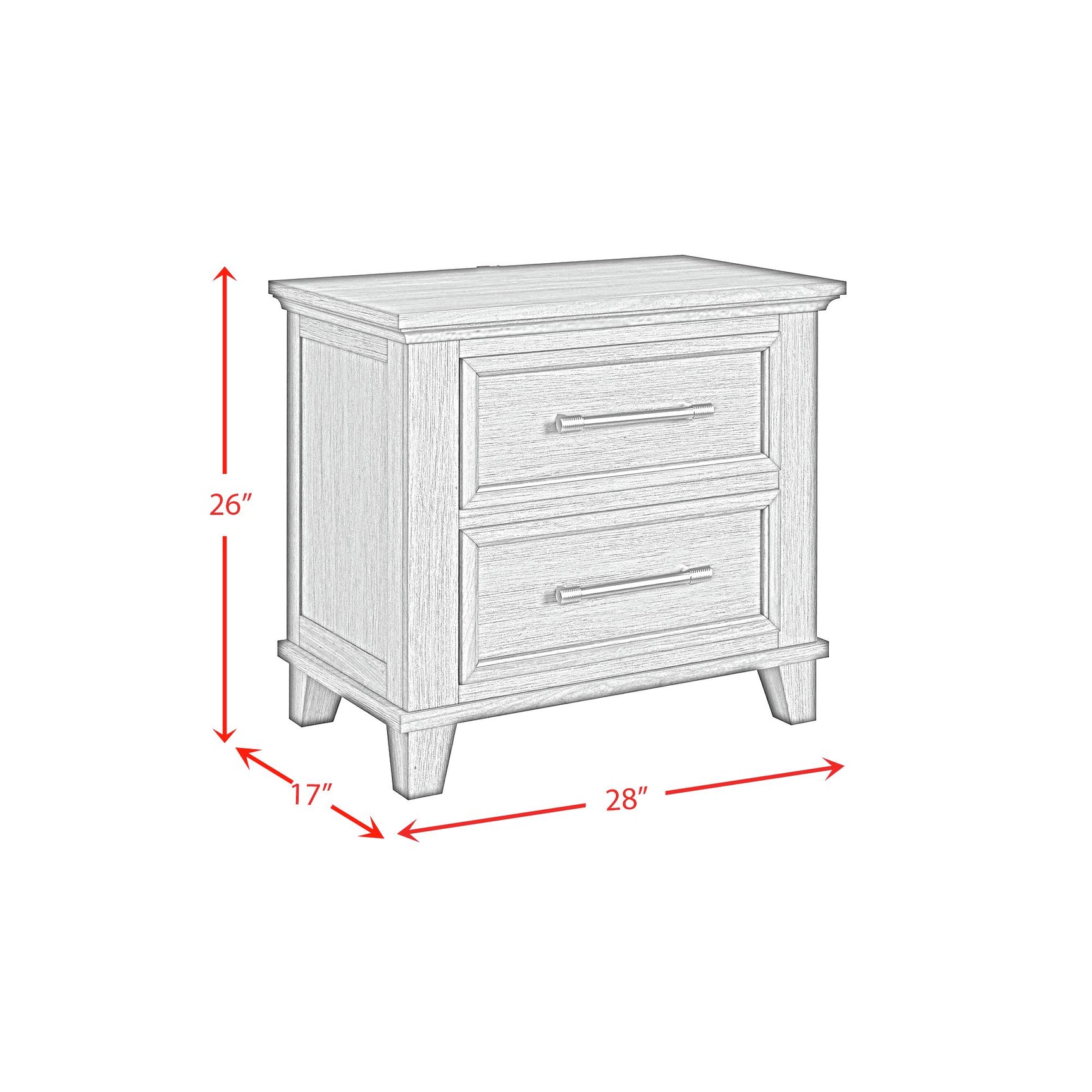 Canterbury 2-Drawer Nightstand with USB in Grey