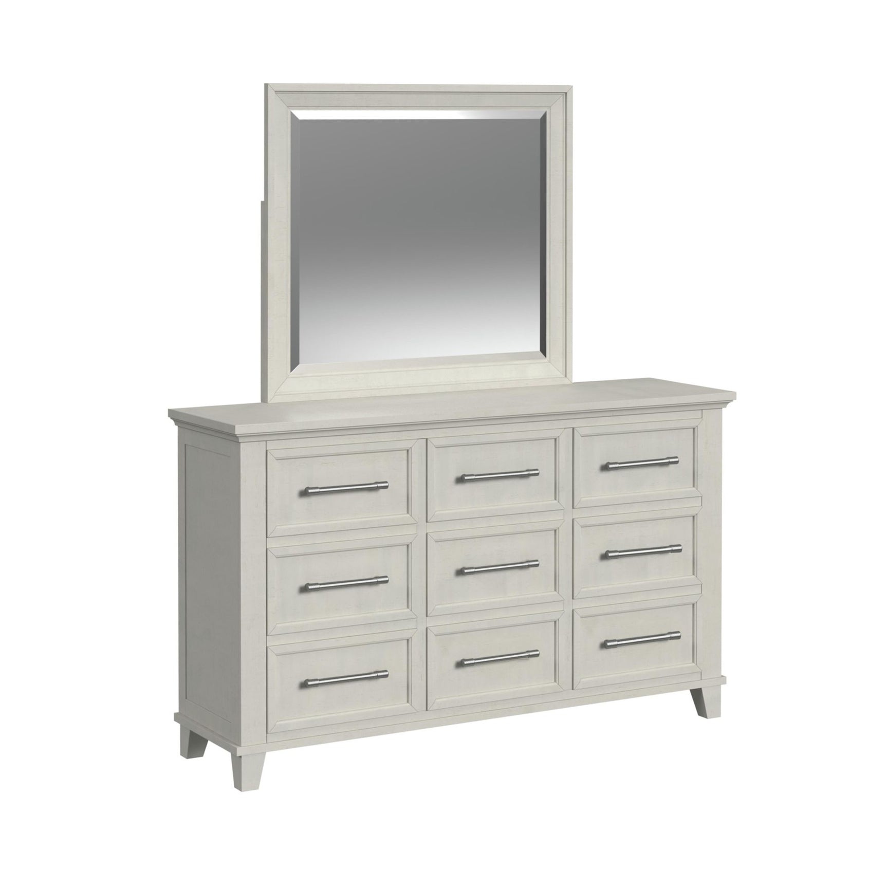 Canterbury Dresser and Mirror Set in Ivory - Tampa Furniture Outlet
