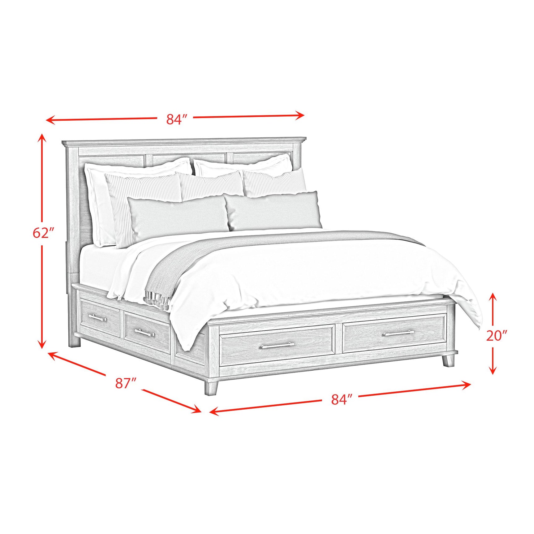 Canterbury King Storage Bed in Ivory