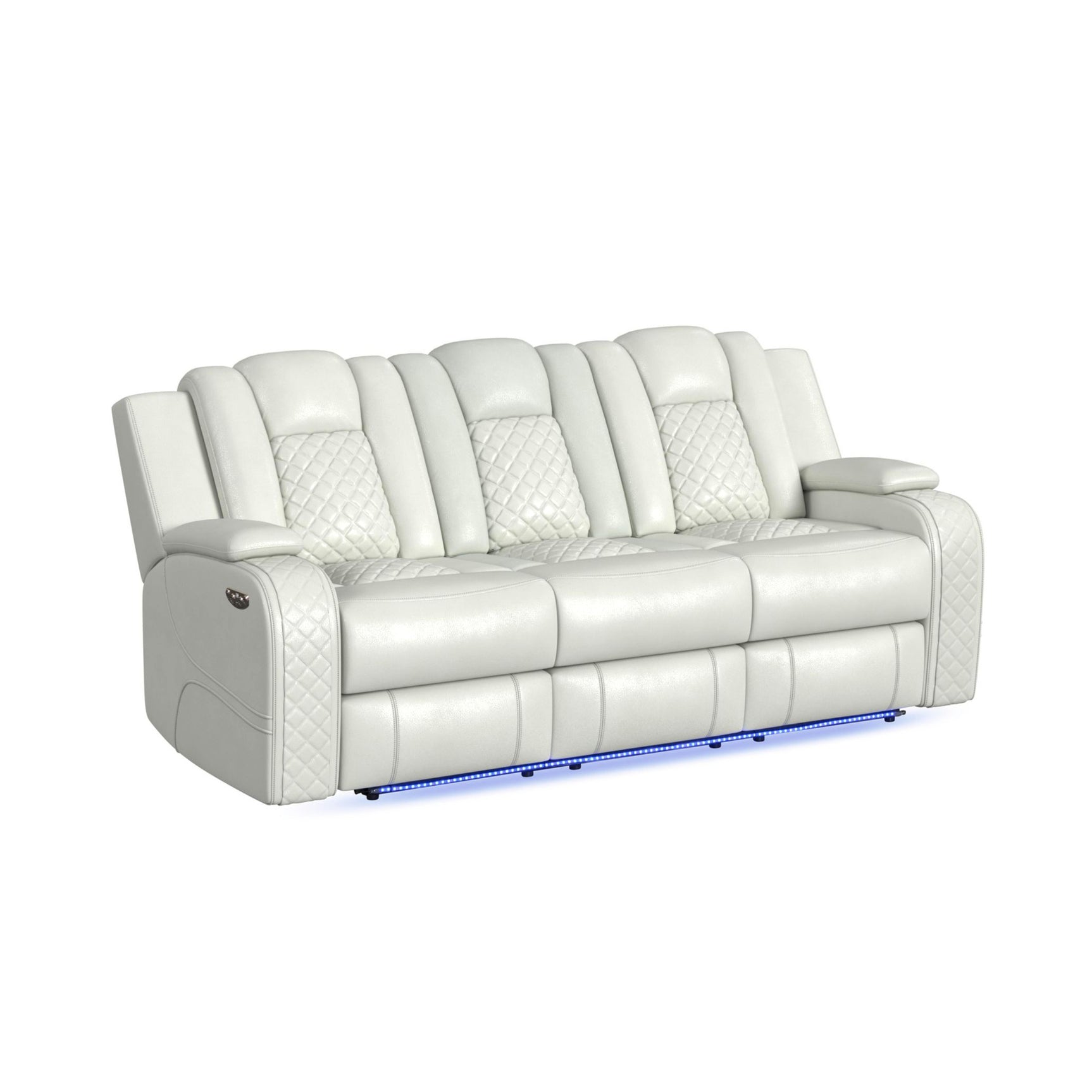 Carlo Power Motion Sofa with Power Headrest, Dropdown Table, Power strip, led and reading light in Pebble Oyster