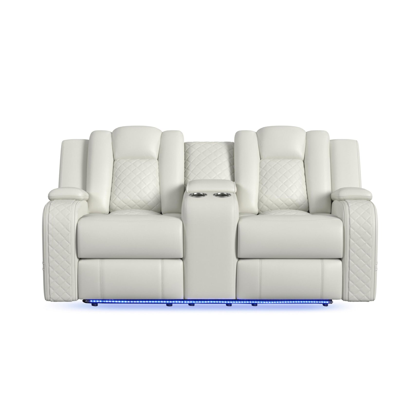 Carlo Power Motion Loveseat with Power Headrest, Console and LED in Pebble Oyster