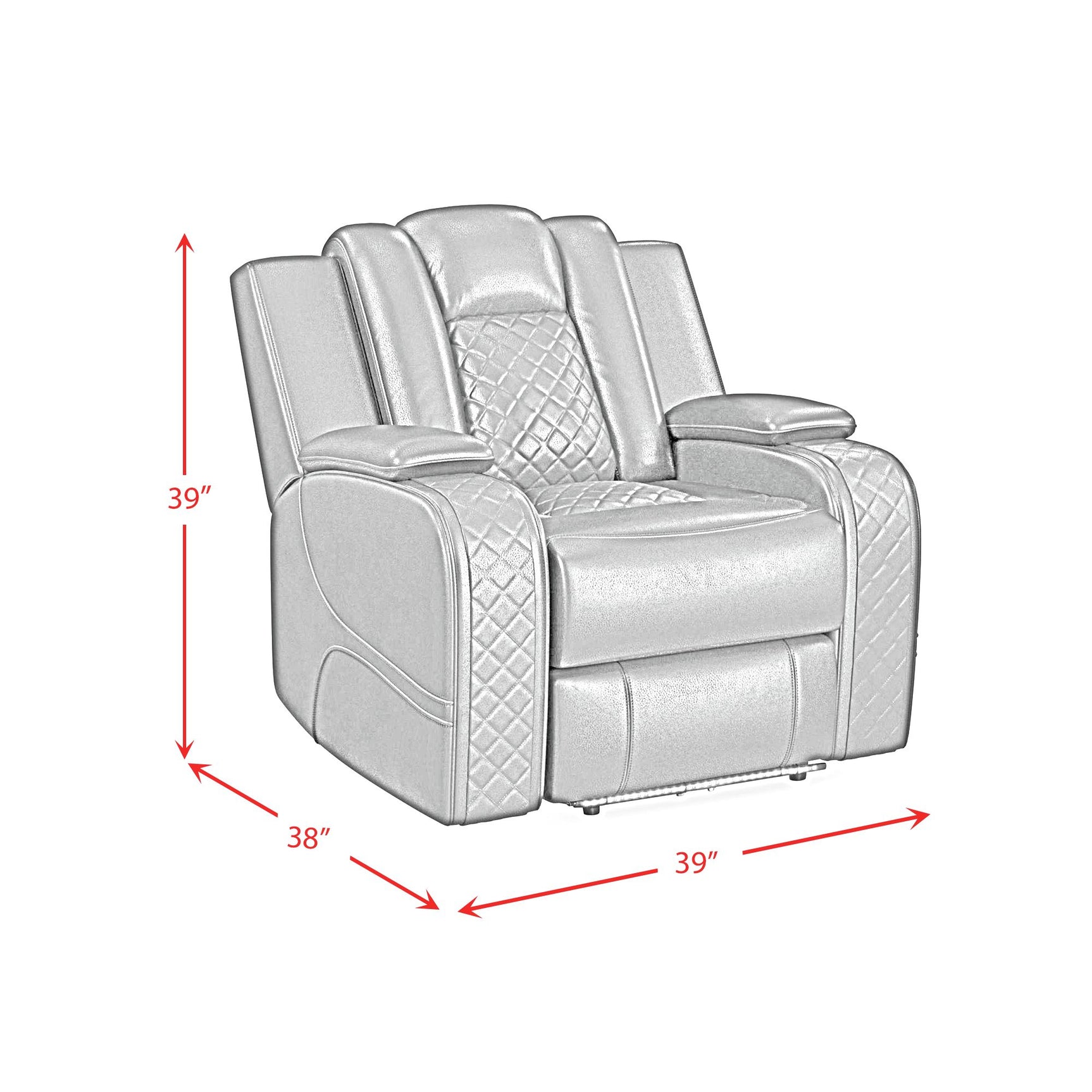 Carlo Power Motion Recliner with Power Headrest, LED in Pebble Oyster - Tampa Furniture Outlet