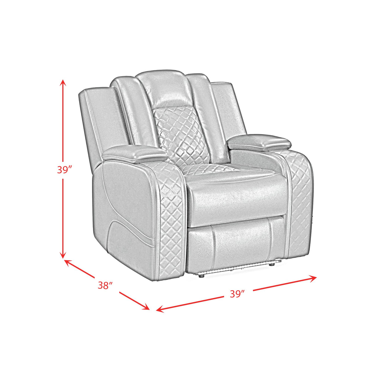 Carlo Power Motion Recliner with Power Headrest, LED in Pebble Oyster