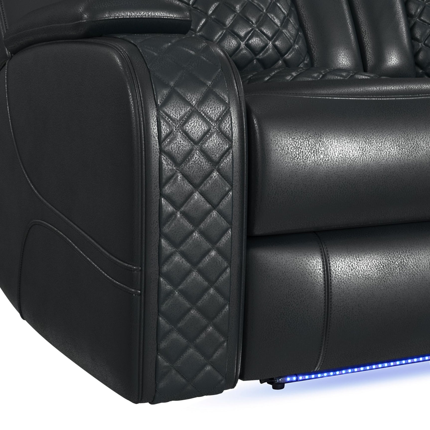 Carlo Power Motion Sofa with Power Headrest, Dropdown Table, Power strip, led and reading light in Pebble Black