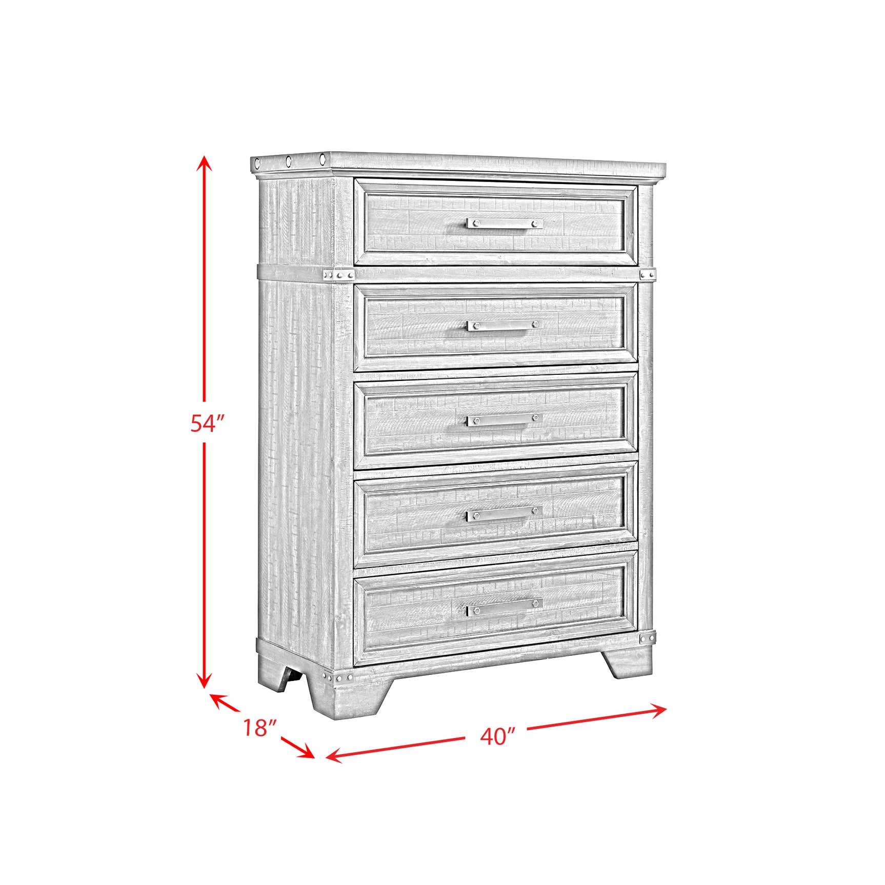 Colorado City 5-Drawer Chest in Charcoal